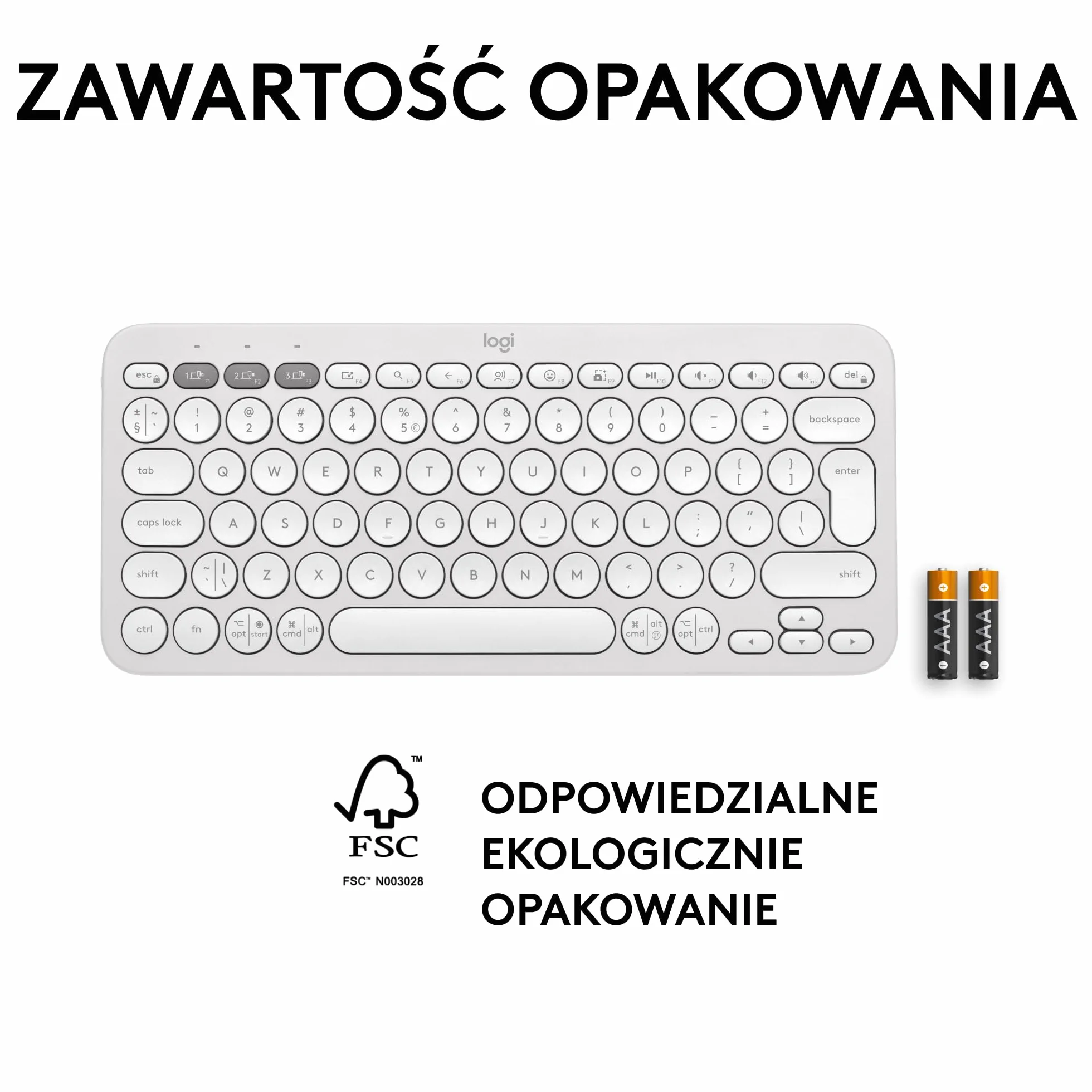 Logitech Pebble Keys 2 K380s, bezprzewodowa klawiatura Bluetooth do wielu urządzeń z ustawianymi skrótami, smukła, przenośna, przełączanie, Windows, macOS, iPadOS, Android, Chrome OS, QWERTY US-Biały