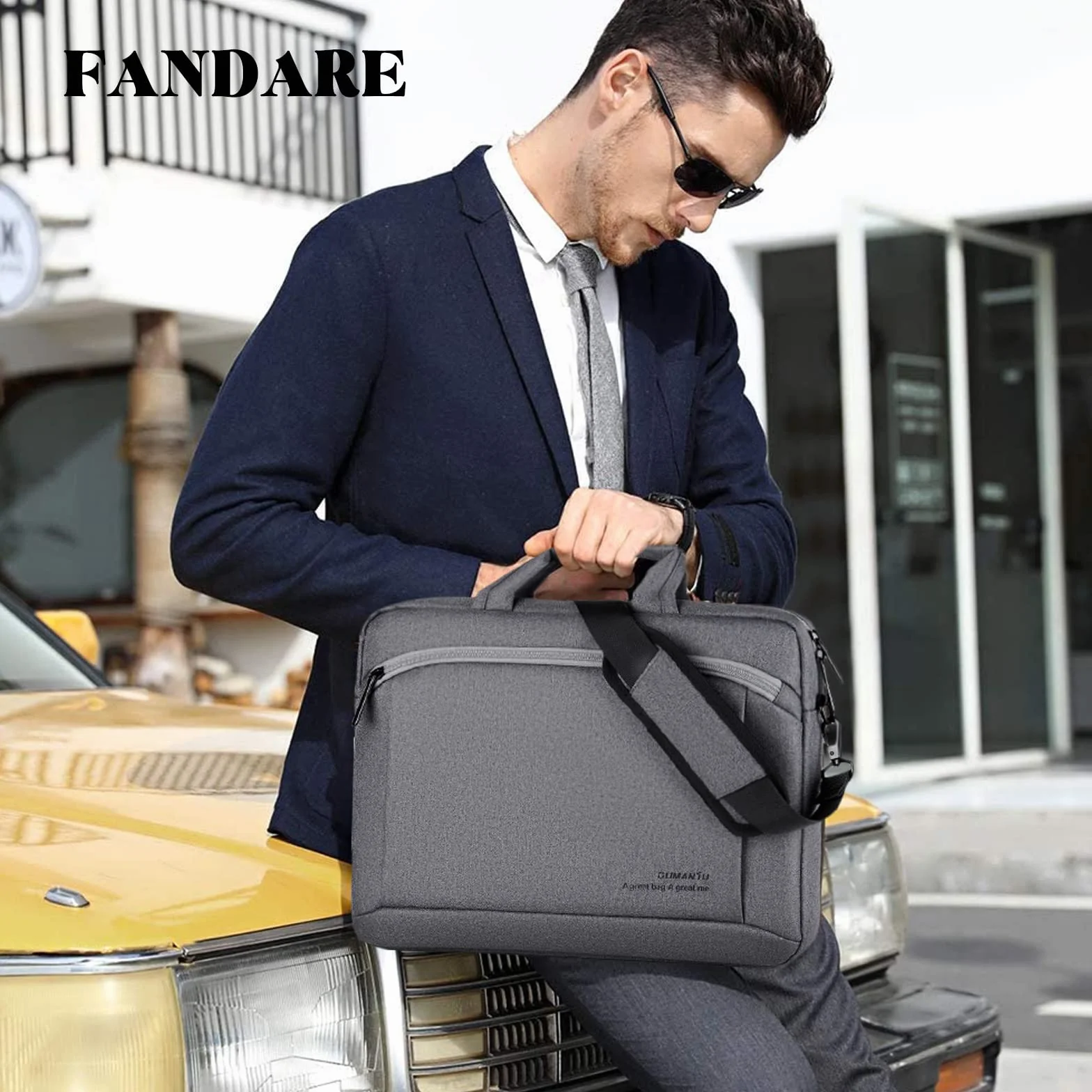 FANDARE Torba na laptopa 15,6 cala torba na ramię torba na ramię teczka torba tornister dla mężczyzn kobiet kolegium zajęcia praca biznes podróże