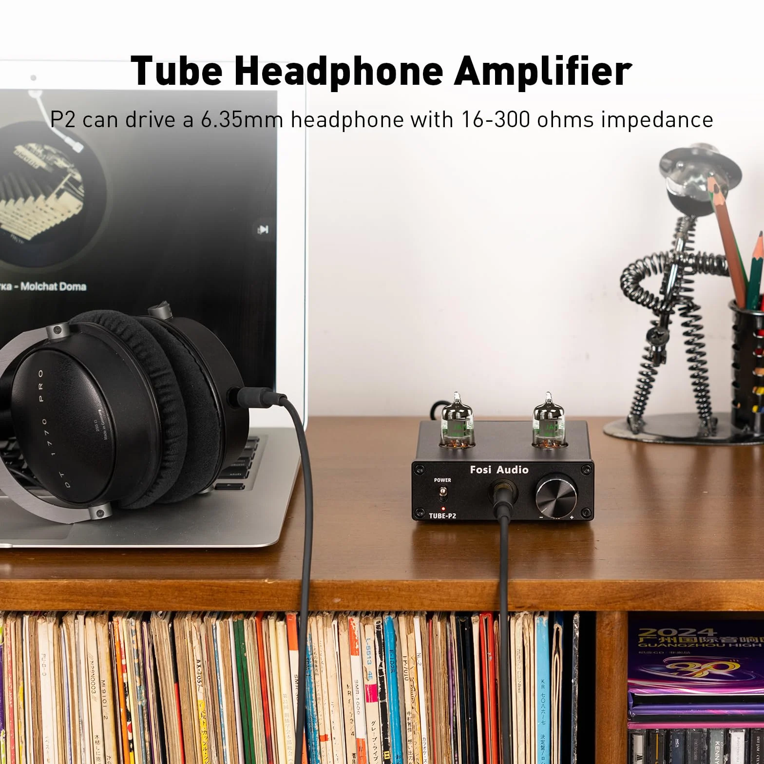 Fosi Audio P2 Wzmacniacz słuchawkowy Przedwzmacniacz z rurką próżniową Mini stereo Hi-Fi z ochroną wyjścia niskiego hałasu z uziemienia do słuchawek