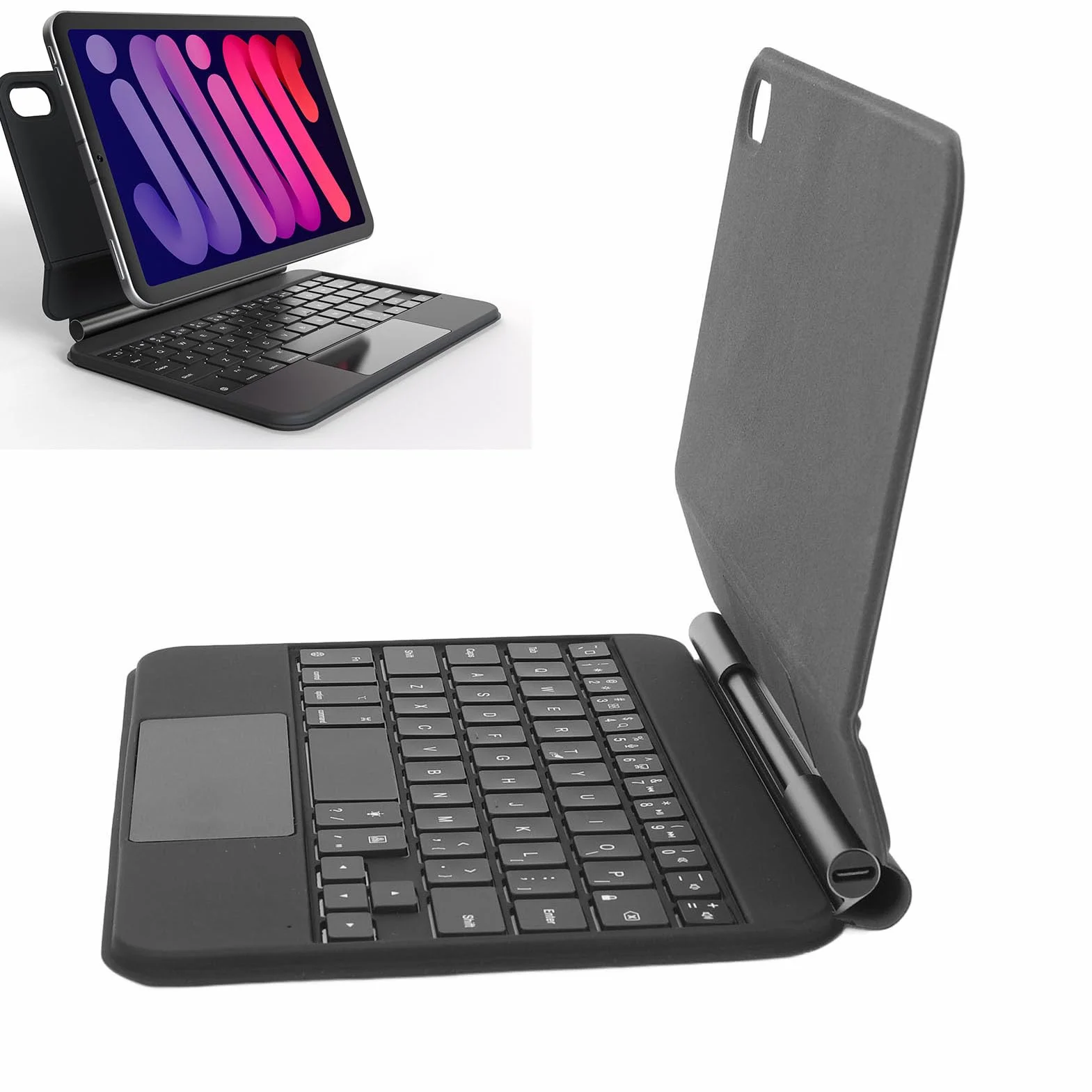 Magnetyczne Etui na klawiaturę do Tabletu IOS Mini 6 2021 8,3 Cala, Odłączana z Touchpadem, Podświetlana