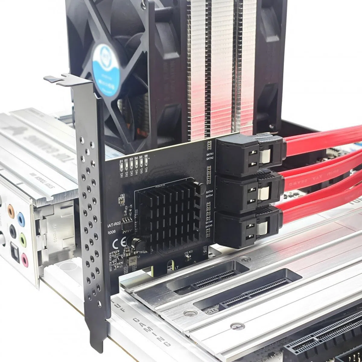 PCIE 6-portowy interfejs 4X, karta rozszerzeń SATA elementy wewnętrzne PCIE3.0 GEN3 4X adapter interfejsu huba, ASM1166