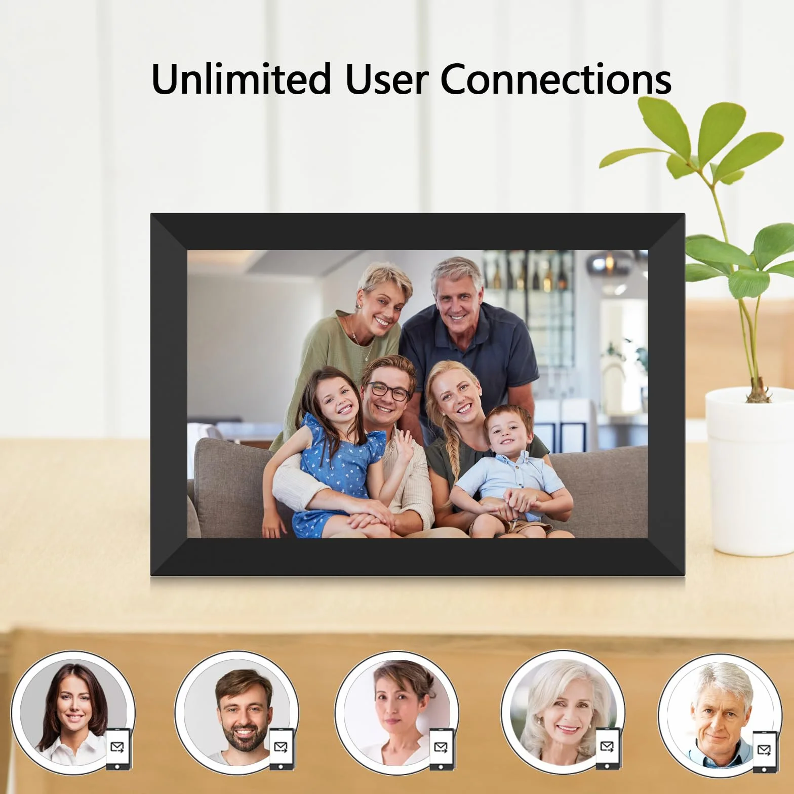 AKImart FRAMEO Cyfrowa ramka na zdjęcia, WiFi, 32 GB, 10,1" ekran dotykowy IPS, Smart Cloud, obrotowa ramka, natychmiastowe udostępnianie