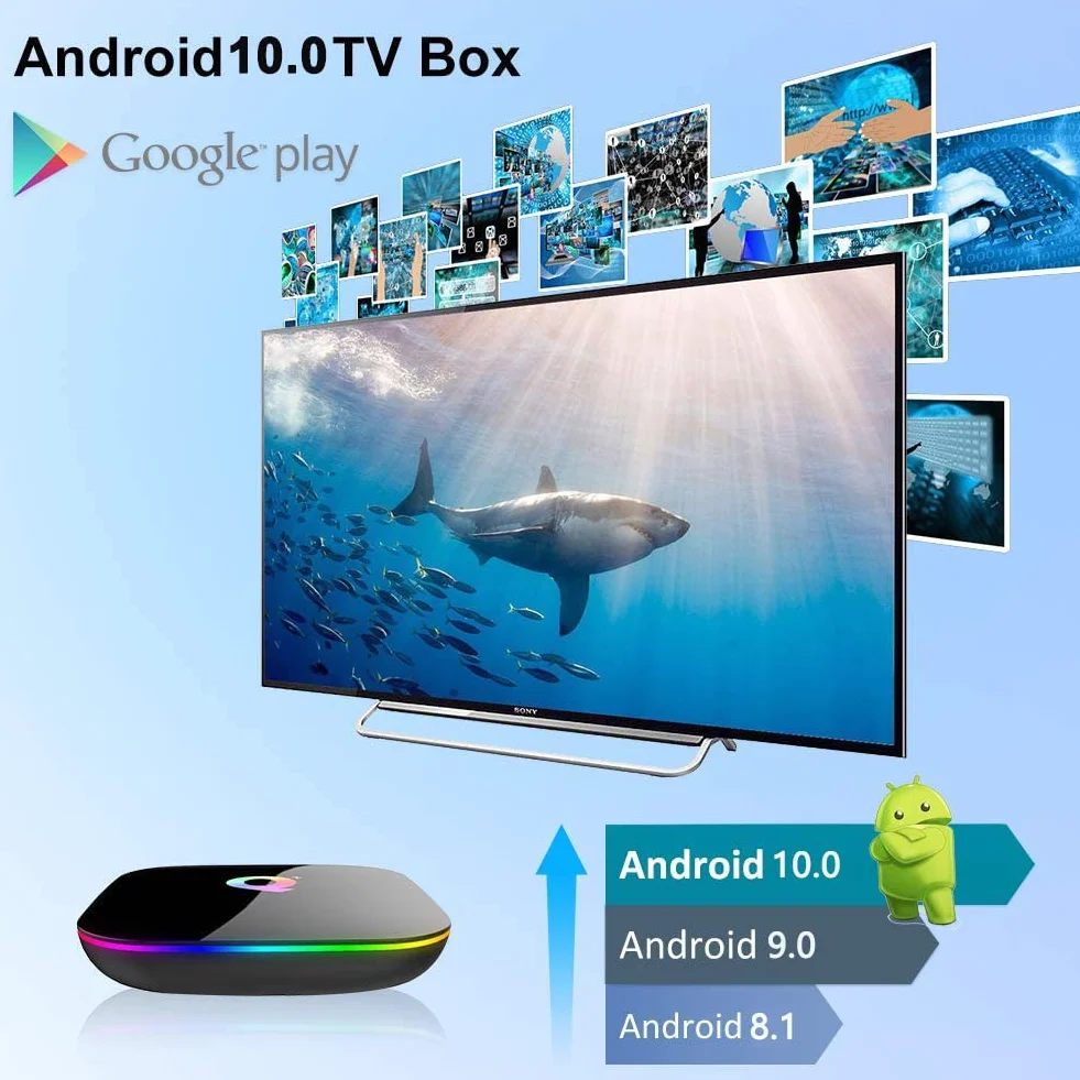 Android TV Box Q Plus H6 Quad Core Cortex-A53 2GB RAM 16GB ROM 6K 3D WiFi Ethernet USB 3.0 Smart TV Box