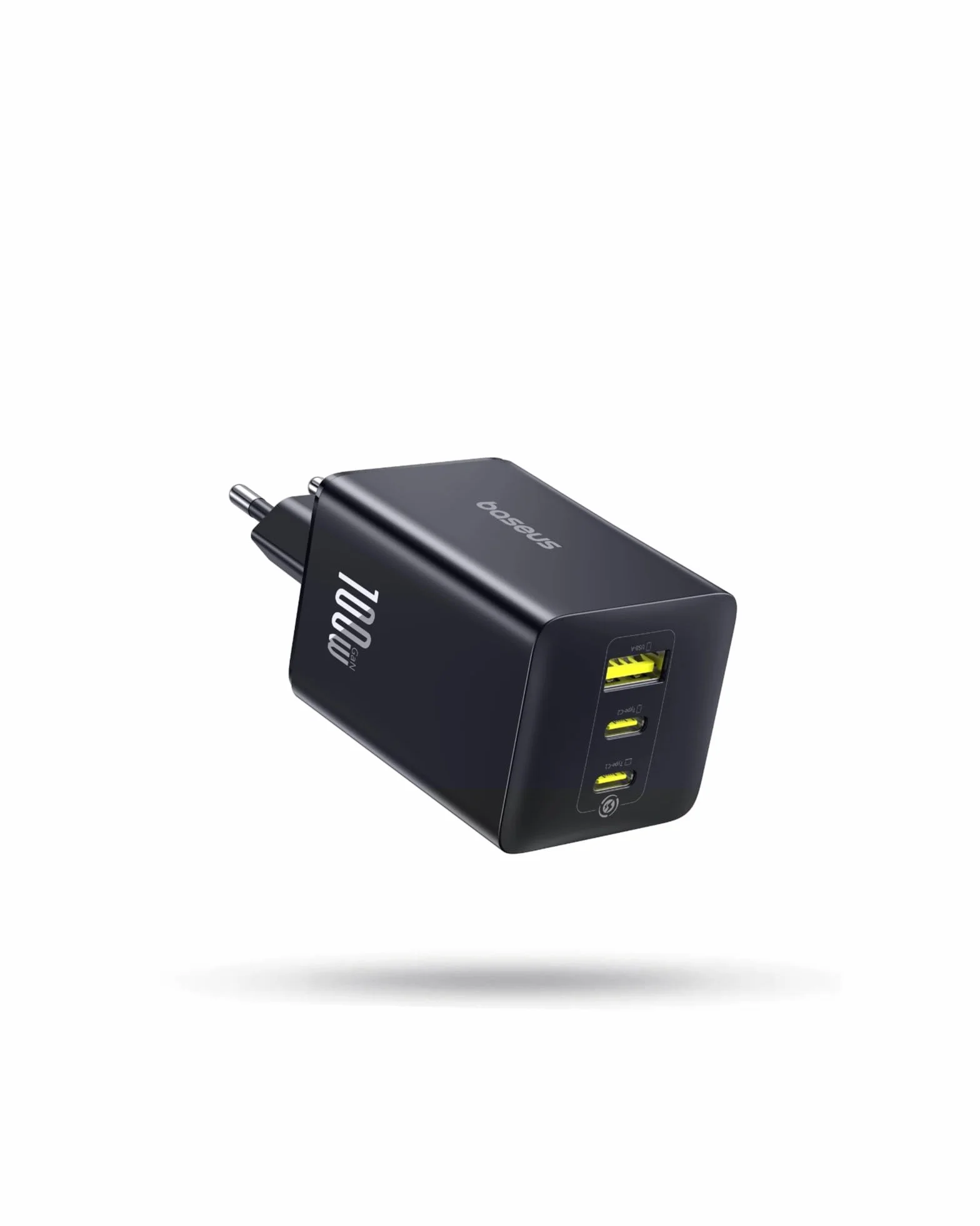 Baseus Enerfill ładowarka USB C 100 W, 3-portowy zasilacz USB C, ładowarka PD z PPS, szybka ładowarka GaN kompatybilna z MacBook Pro/Air, iPad, laptopem, iPhone 16 Pro Max, Galaxy S25, Pixel, czarna