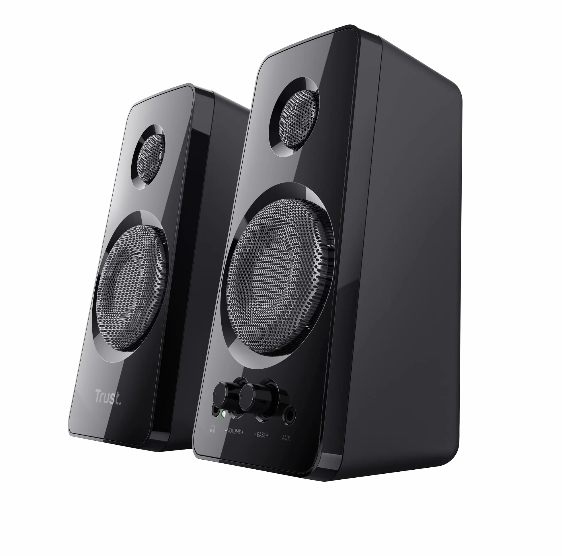 Trust Tytan 2.0 zestaw głośników, 36 W (18 W RMS), komputer, regulator głośności i basów, gniazdo słuchawkowe, zasilanie USB, głośnik PC do laptopa, smartfona, tabletu, czarny