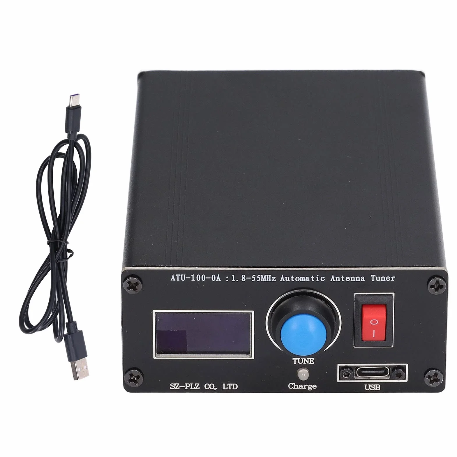 Miniautomatyczny Tuner Antenowy, ATU‑100 Minituner Antenowy Wyświetlacz 0,96 Cala Ładowanie Przez USB Tuner Radiowy 1,8‑55 MHz ATU‑100