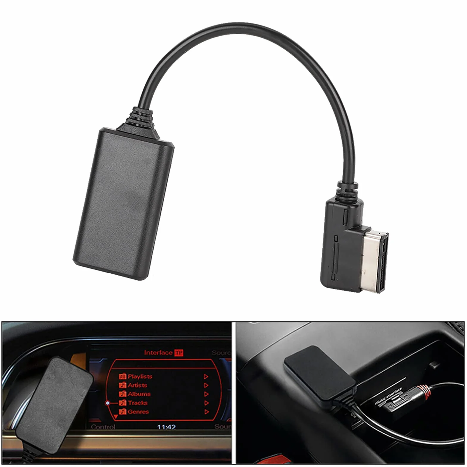 Qiilu Kabel audio, 5.0 AUX adapter do regulacji muzyki Bluetooth kabel audio do samochodu pasuje do kabla AUX AMI MMI MDI do A1A3 A8