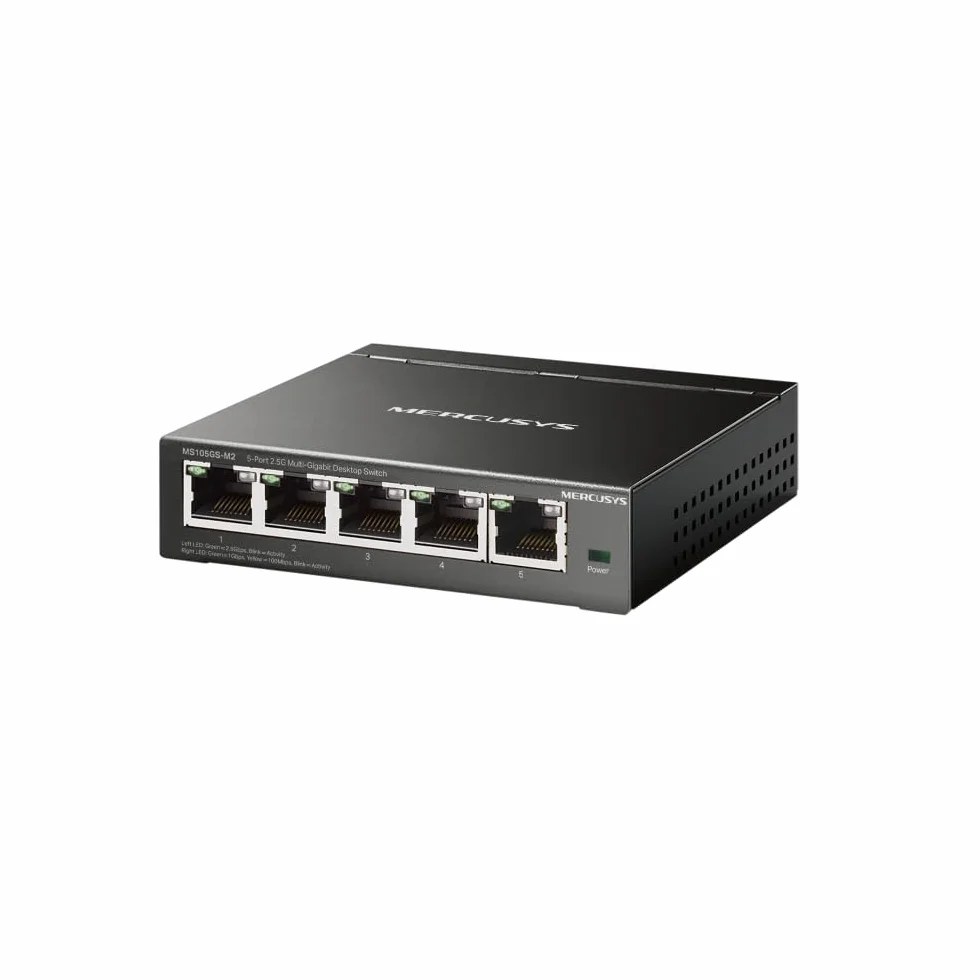 TP-Link Mercusys MS105GS-M2 przełącznik Ethernet 2.5 Gigabit 5-portowy, wiązka bez użycia kabli, Plug & Play, cicha funkcja, idealny do domu, biura, gier, punktu dostępowego WiFi 6, do montażu na