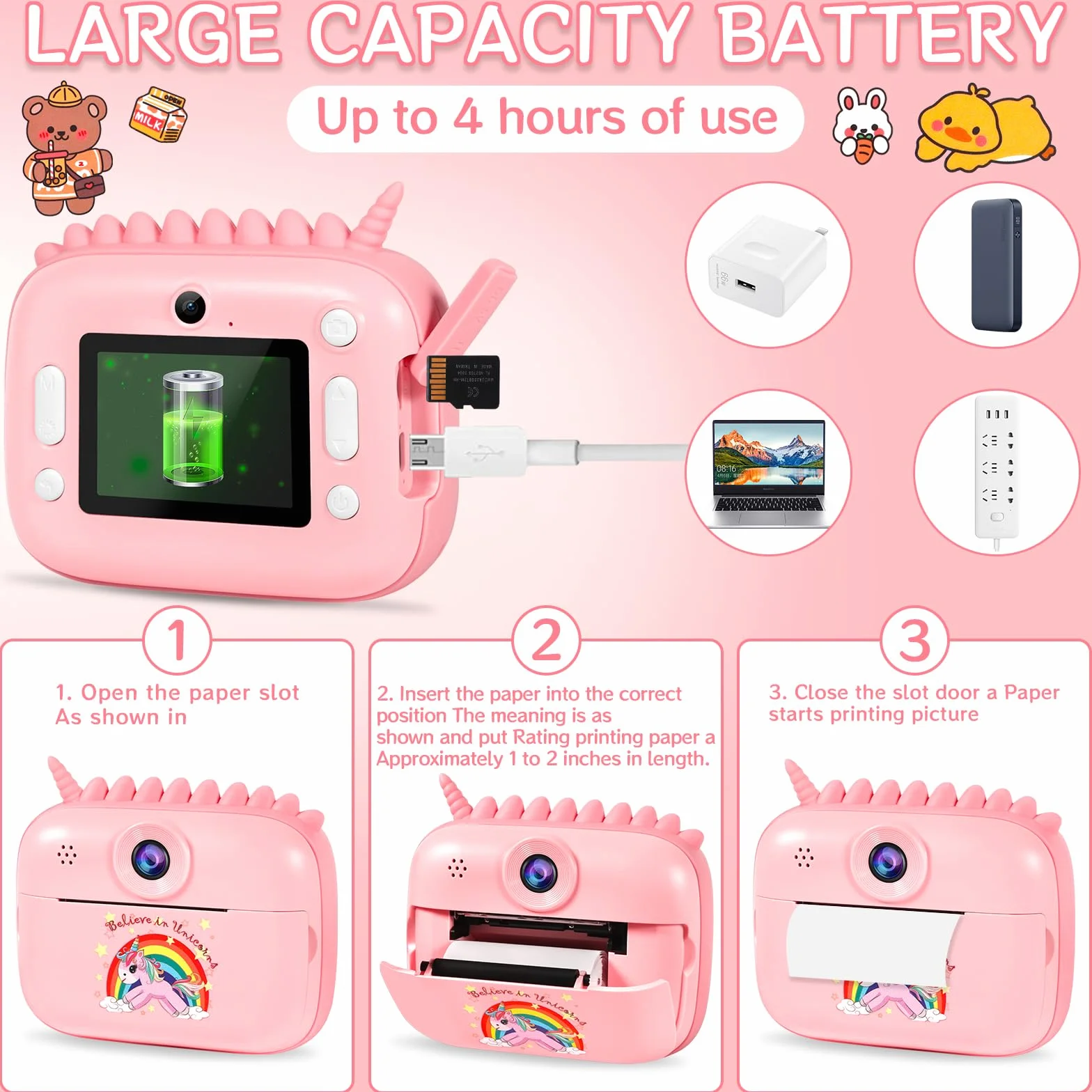 Aparat natychmiastowy dla dzieci 12 MP 2,4 cala 32 GB 1080p