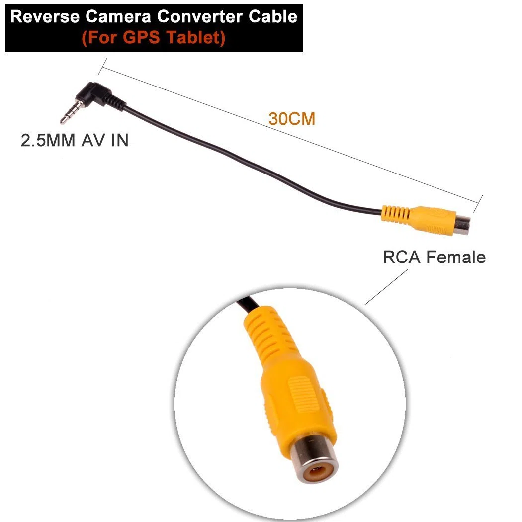 Kabel adaptera 2,5 mm, RCA na AUX do GPS, tabletów, kamer