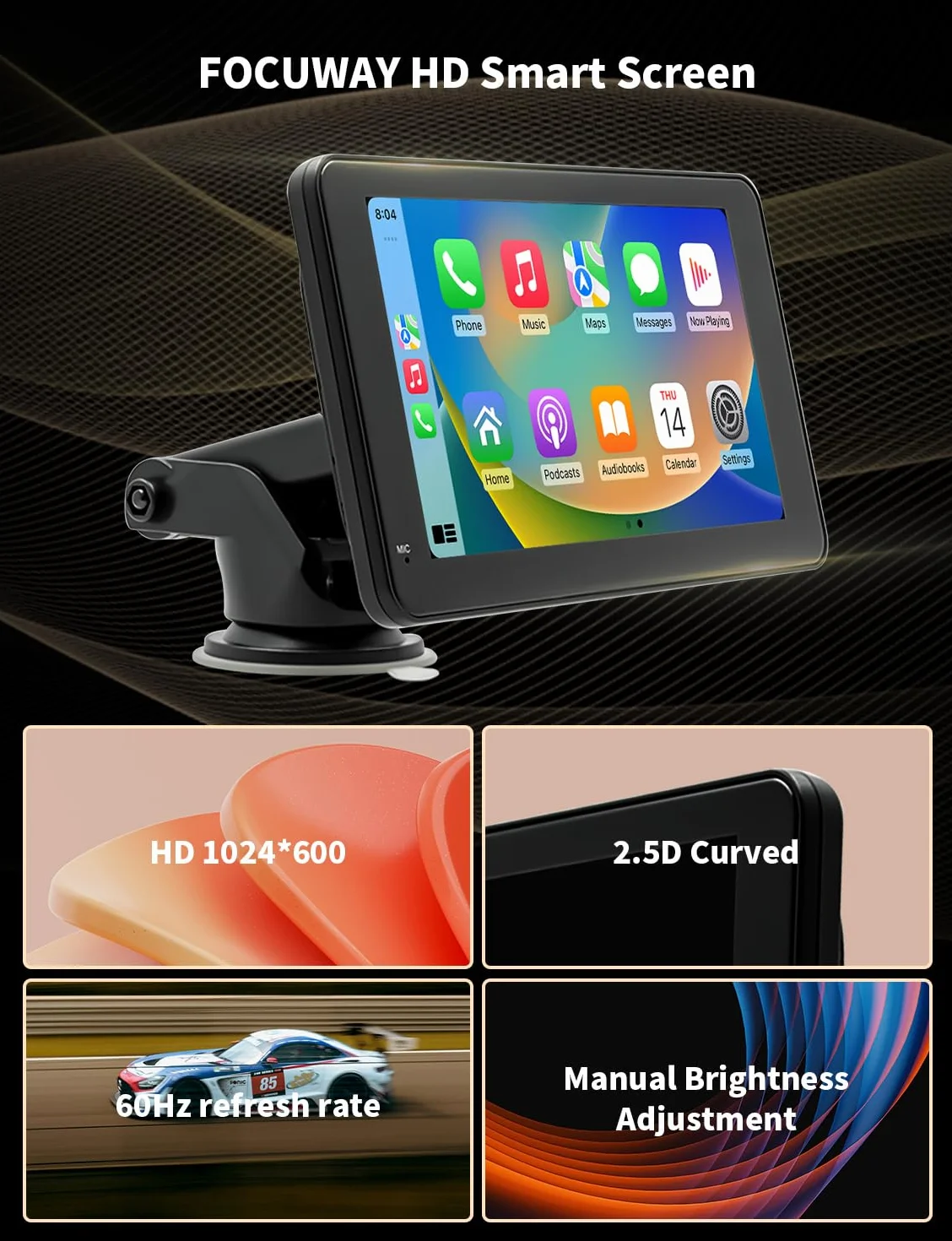 7-calowy ekran Carplay Android Auto z nawigacją, sterowanie głosowe, Mirror Link, dotykowy odtwarzacz samochodowy