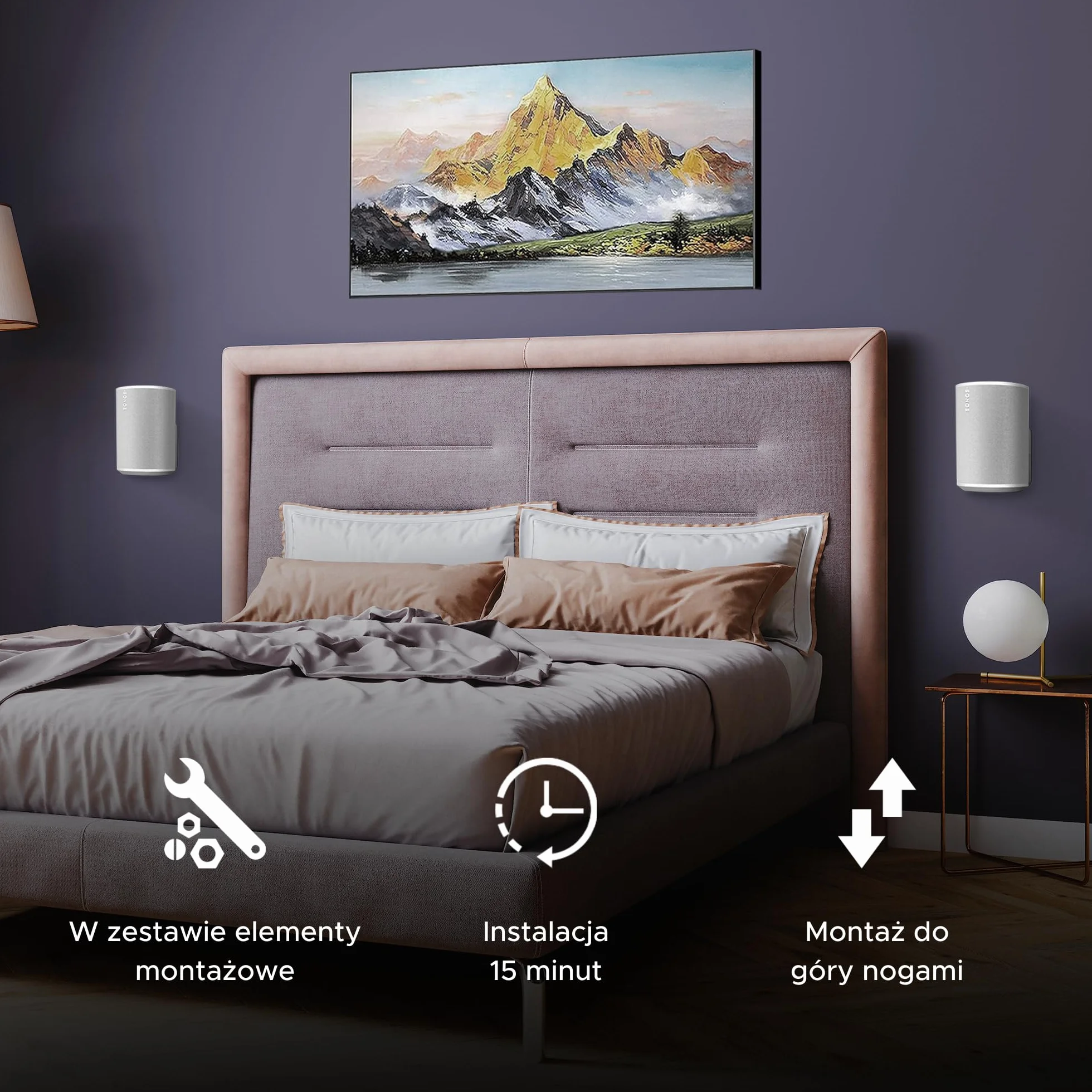 Uchwyt Ścienny Sonos ERA 100 Niski Profil Biały Zestaw Podwójny