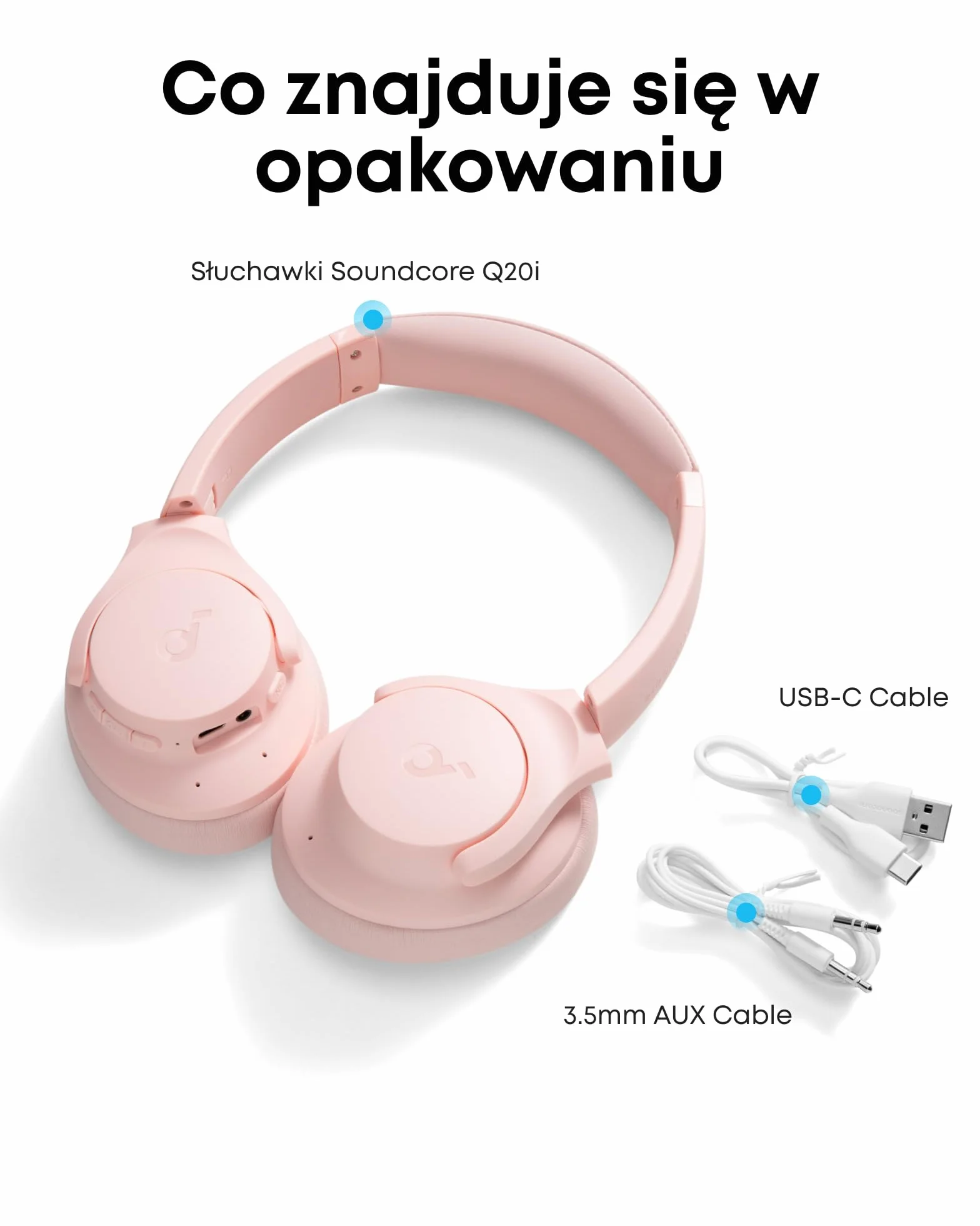 Słuchawki hybrydowe Soundcore by Anker Q20i z aktywną redukcją szumów, bezprzewodowe nauszne Bluetooth, 40-godzinny czas odtwarzania ANC, dźwięk o wysokiej rozdzielczości, mocny bas, możliwość persona