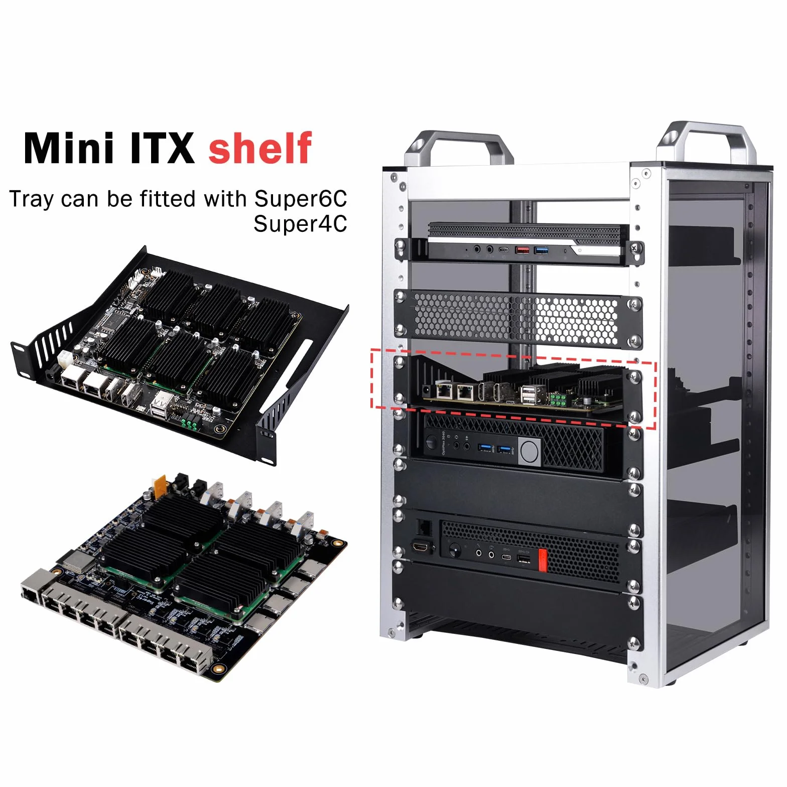 GeeekPi DeskPi RackMate Akcesoria Mini ITX Shelf 10-calowa półka 1U do montażu na stałe we wszystkich standardowych 10-calowych stojakach i szafach sieciowych, tacę można wyposażyć w DeskPi Super6C
