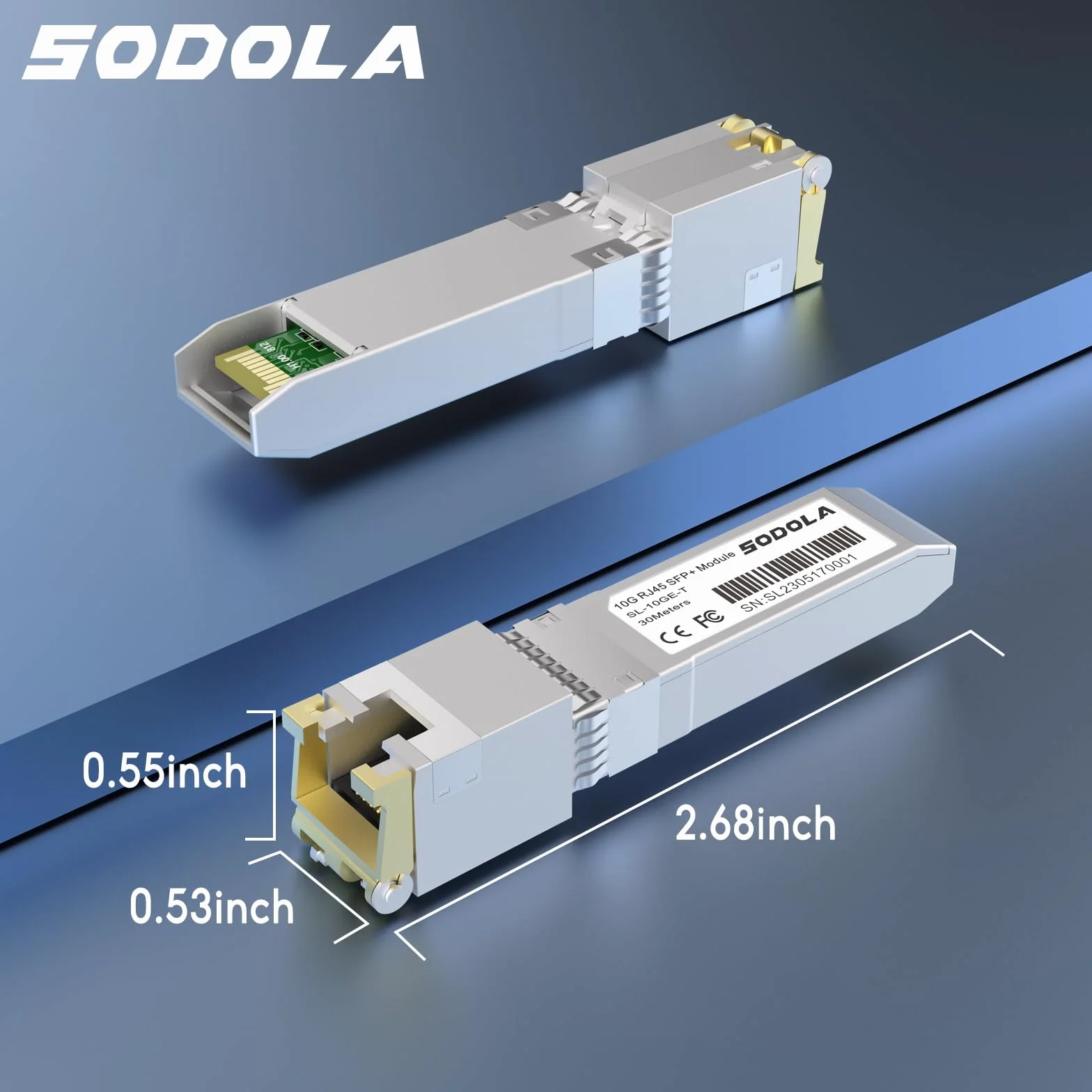 SODOLA 10GBase-T RJ45 SFP+ moduł miedziany 30m Plug and Play Hot Pluggable 1 sztuka
