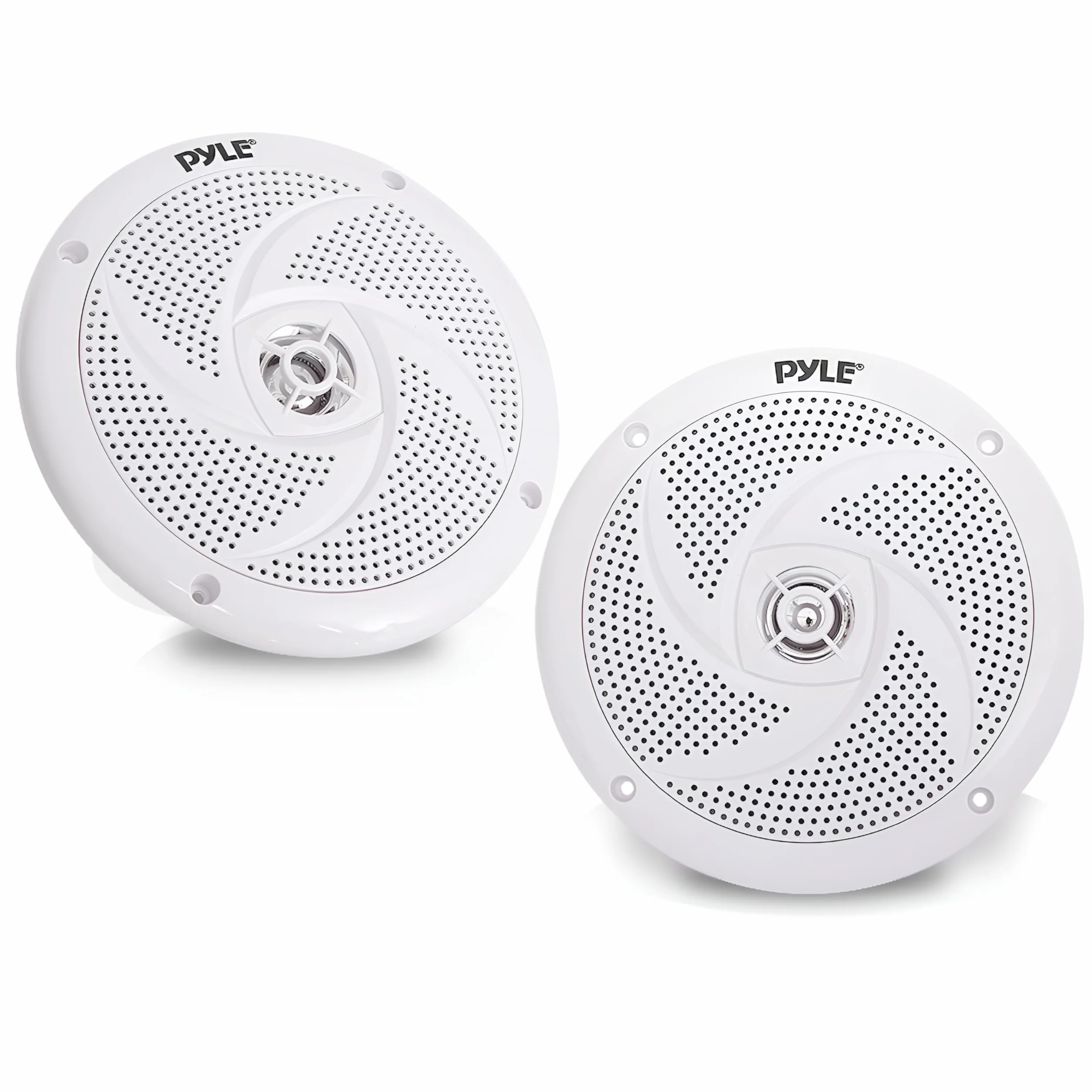 Pyle Marine Speakers - 6.5 Inch 2 Way Waterproof and Weather Resistant Outdoor Audio Stereo Sound System with 240 Watt Power and Low Profile Slim Style - 1 Pair (White)