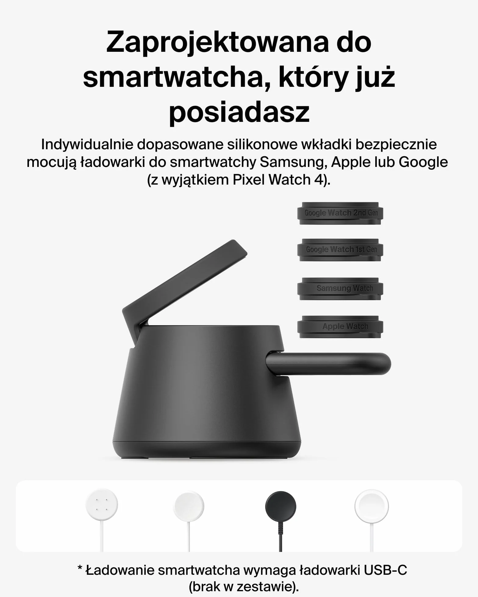 Belkin UltraCharge Bezprzewodowa Stacja 3 w 1 z Portem USB-C do Smartwatcha (Bez Ładowarki do Zegarka), Ładowarka Magnetyczna Qi2.2 25 W, Zasilacz 45 W – Samsung Galaxy S26, Galaxy Watch, Apple Watch
