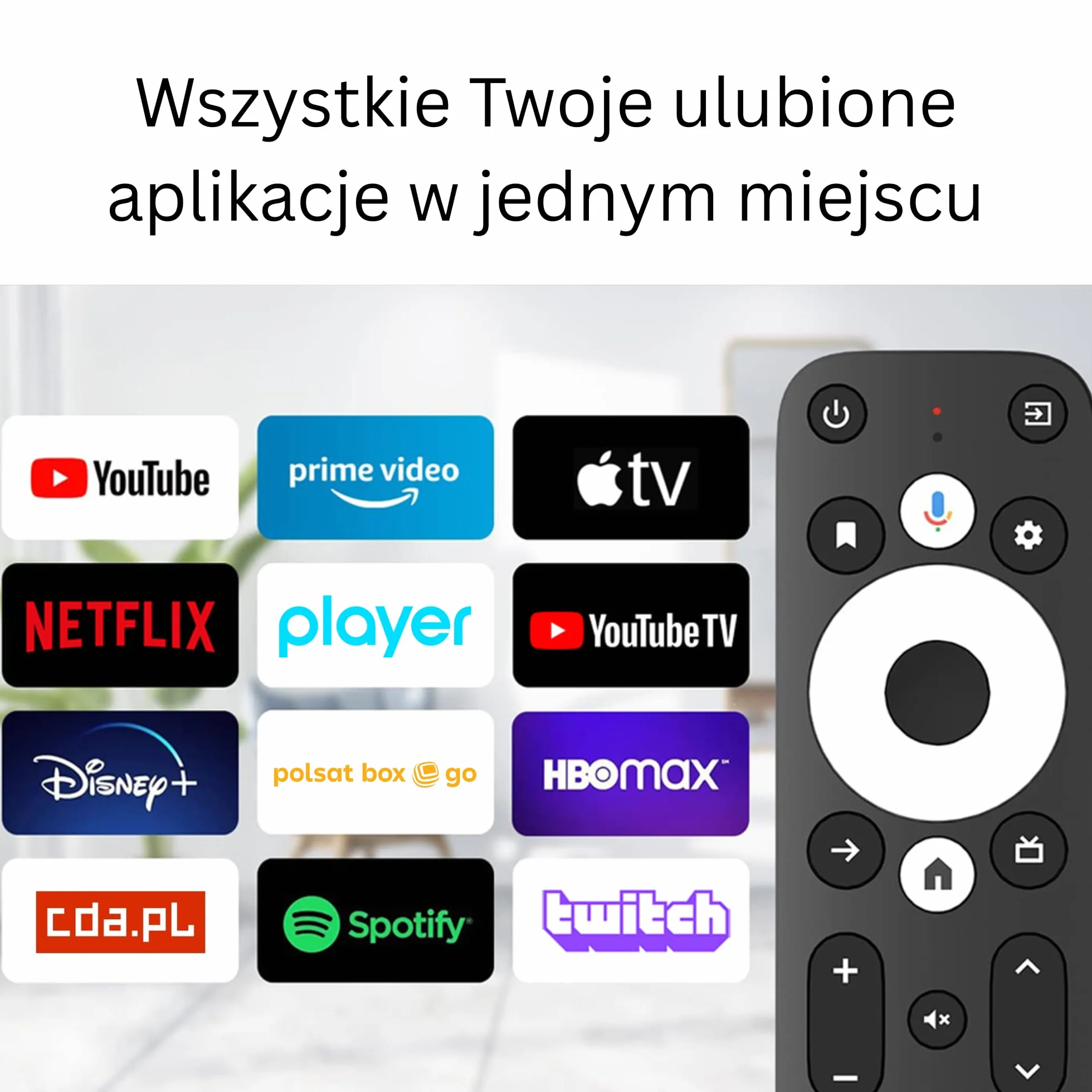 Przystawka Smart TV Stick 4K HDR | Android TV 14 | Odtwarzacz z Asystentem Google | Chromecast | Obsługuje Netflix, YouTube, Disney+, Prime Video