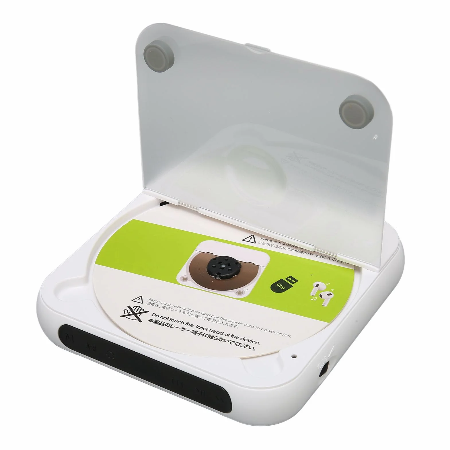 Przenośny Odtwarzacz CD z BT, Anti Skip, 1200 mAh, LCD, USB, AUX, Słuchawki