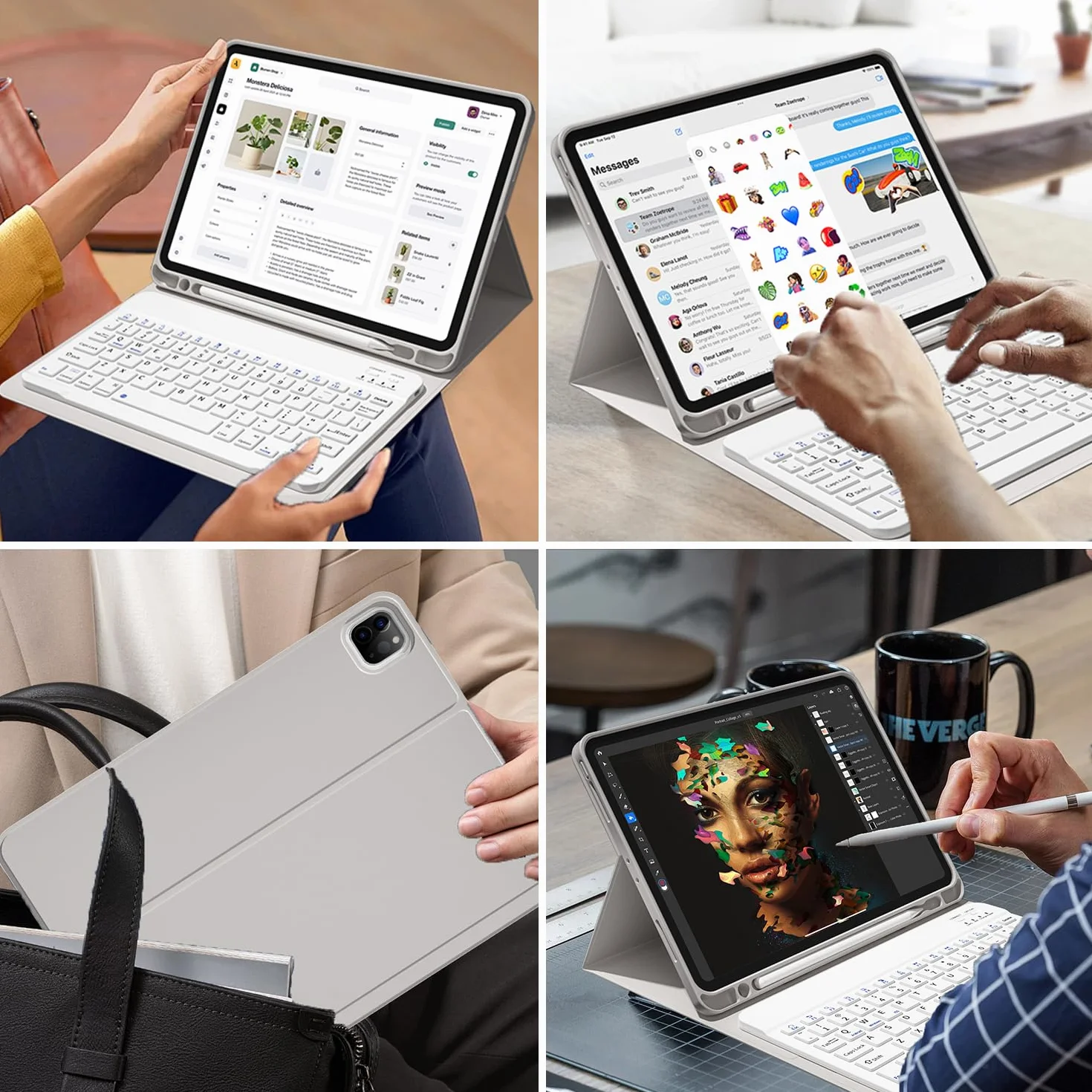 JKSML Etui na klawiaturę do iPad Pro 11 cali 4./3./2. generacji (2022/2021/2020) z uchwytem na długopis, zdejmowana klawiatura Bluetooth, miękkie etui ochronne TPU do iPada Pro 11", układ QWERTZ