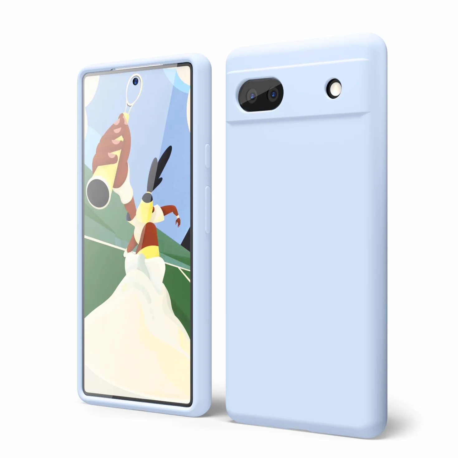 oakxco Etui na telefon Google Pixel 6A, płynny silikon, urocze, cienkie, cienkie, miękkie, gumowe, TPU, gładkie, żelowe, estetyczne, matowe, solidne, ochronne i odporne na wstrząsy, błękitne błękitne
