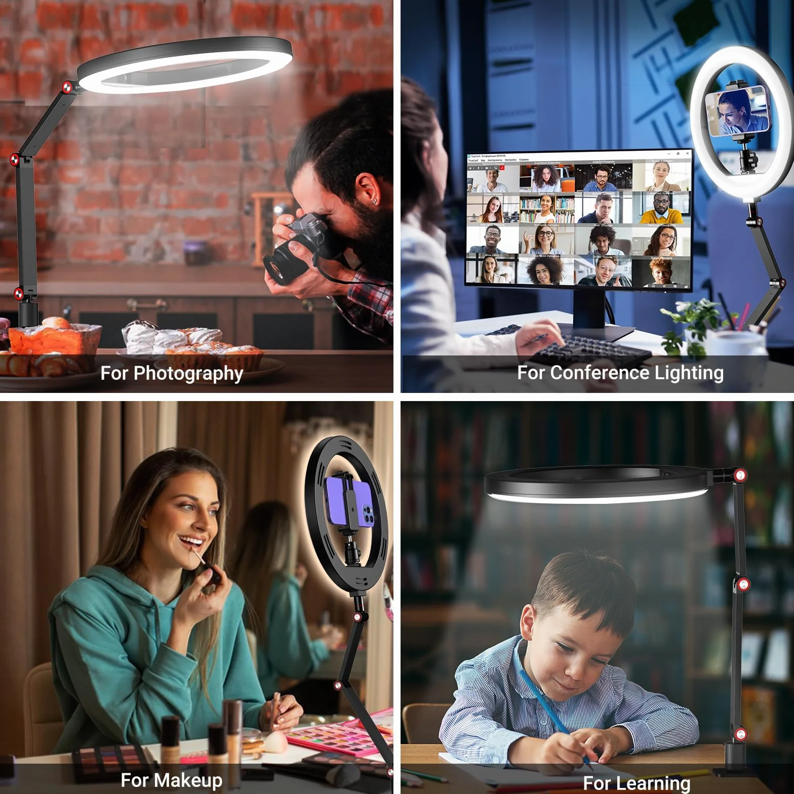 APEXEL Lampa Pierścieniowa 10" ze Stojakiem i Uchwytem na Telefon USB LED