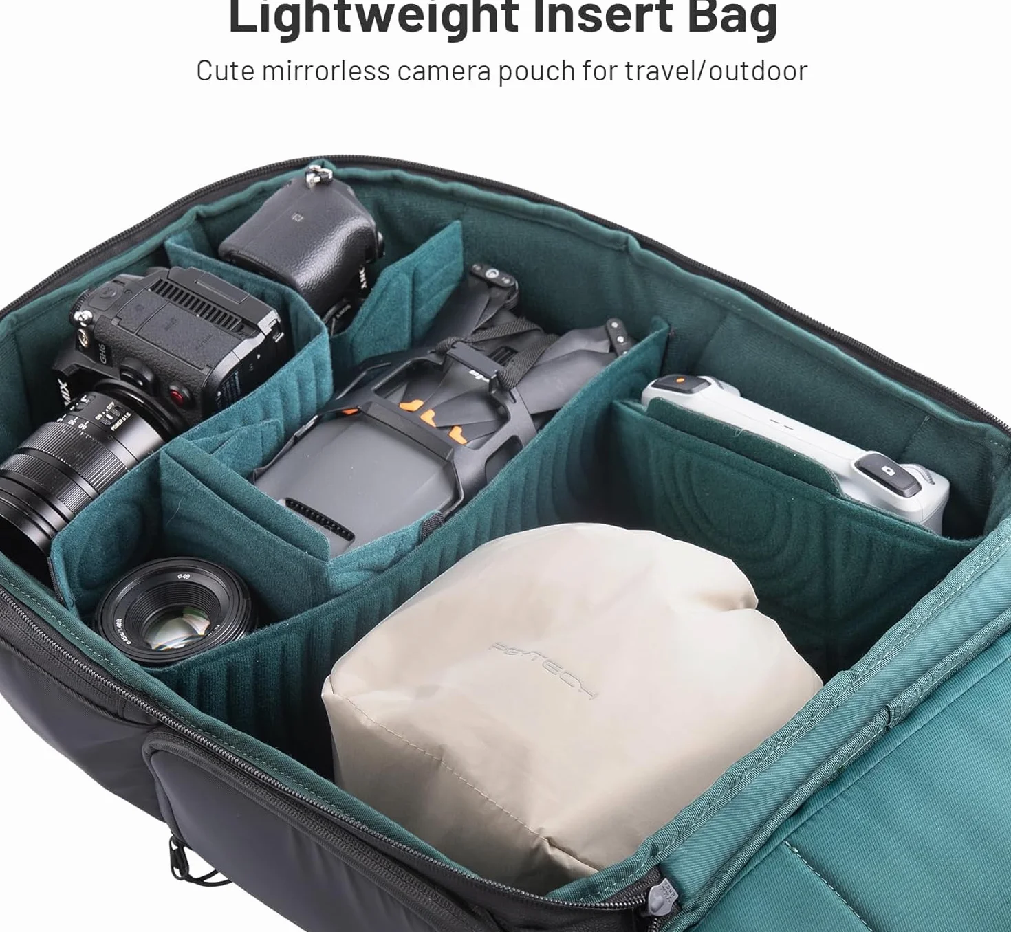 PGYTECH OneGo cameratas met trekkoord straatfotografie zachte handtas schoudertas voor spiegelloze Canon Sony Fuji action camera wit