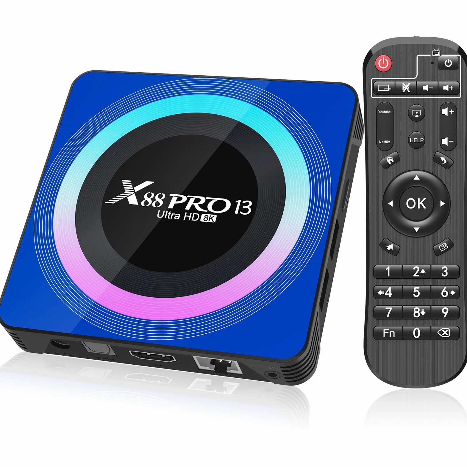 Android TV Box 13.0, X88PRO Android Box 2 GB 16 GB Quad Core 64bit, obsługa BT5.0 2,4G /5G Dual-Band WIFI6 4/6/8K Android TV Box 2024
