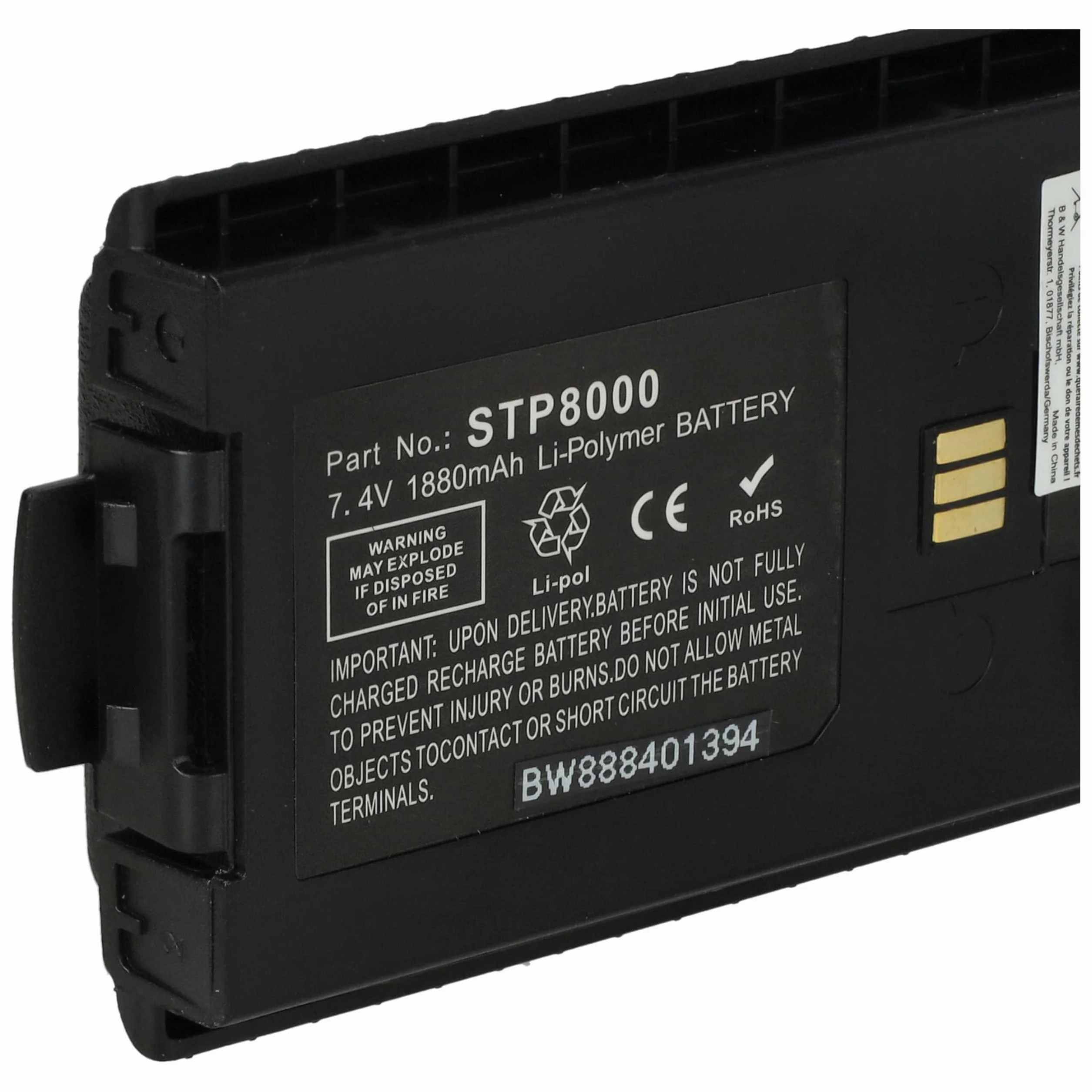 vhbw Akumulator kompatybilny z Sepura SC20, SC2020, SC2024, SC21, STP8000, STP8020, Walkie Talkie 1880 mAh 7,4 V litowo-polimerowy