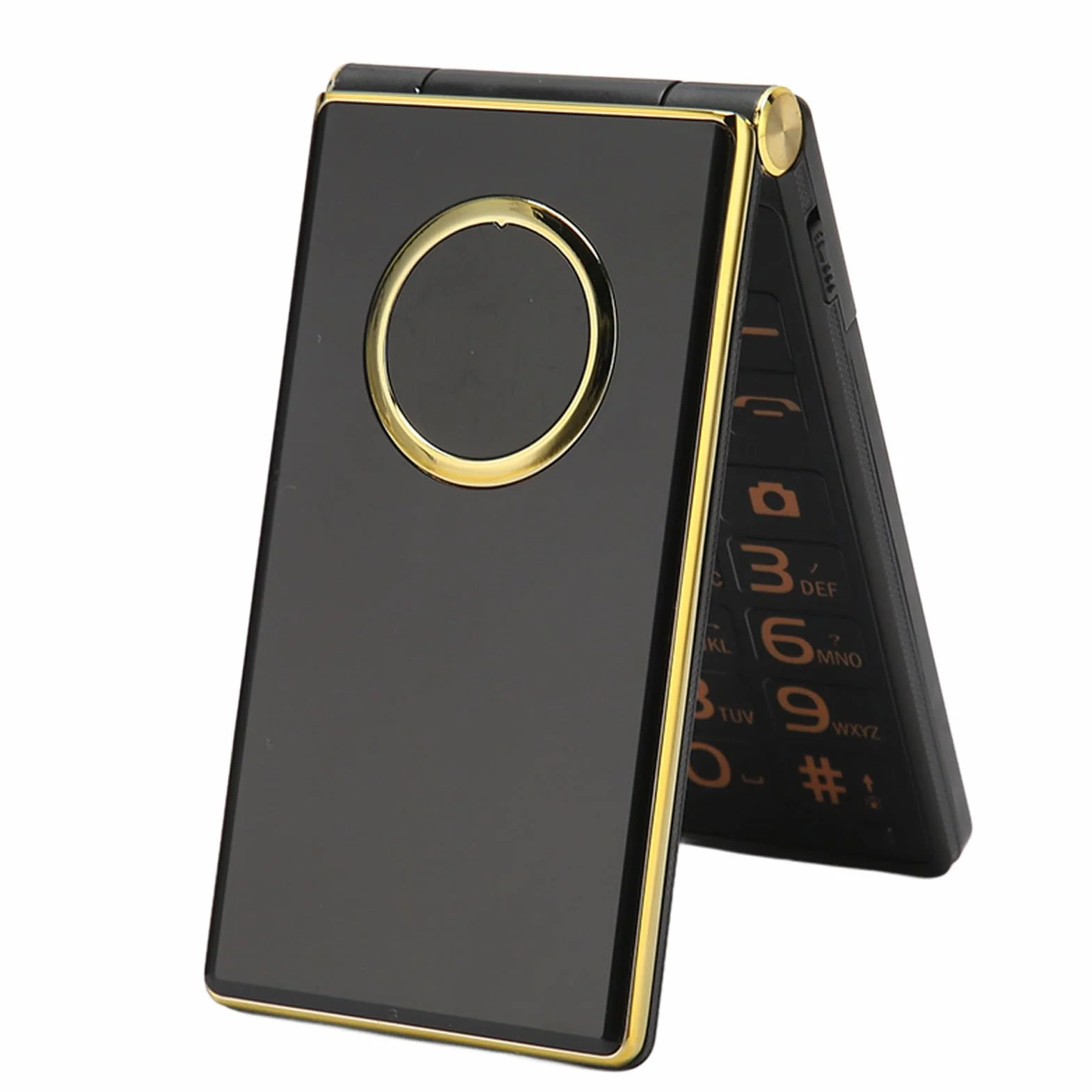 Składany Telefon dla Seniorów, Telefon Komórkowy z Dużymi Przyciskami dla Seniorów, Odblokowany Telefon 2G GSM Dual SIM Card Slots (Złoto)