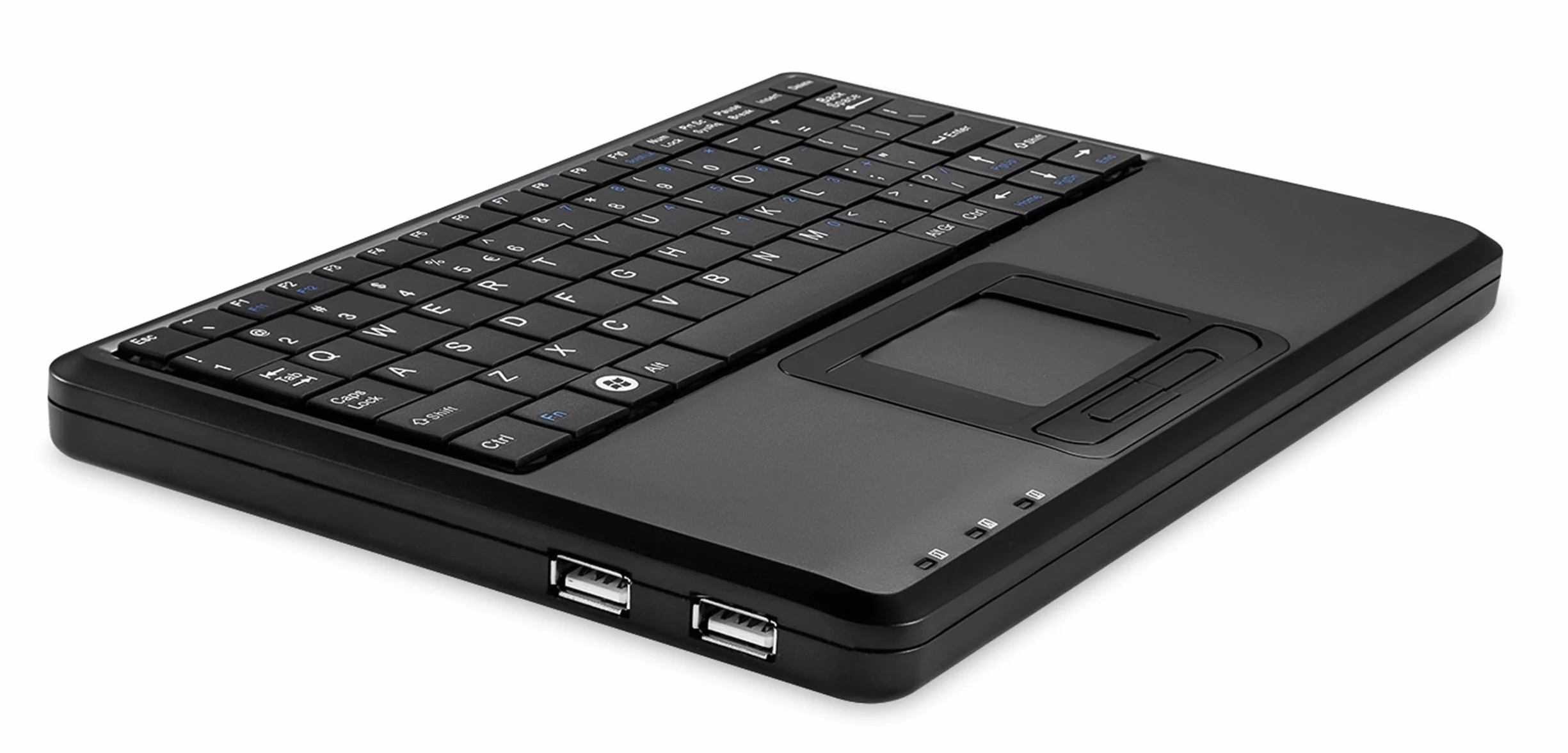 Perixx PERIBOARD-510HPLUS, Super Mini klawiatura przewodowa z touchpadem i koncentratorem USB - układ US English - czarna