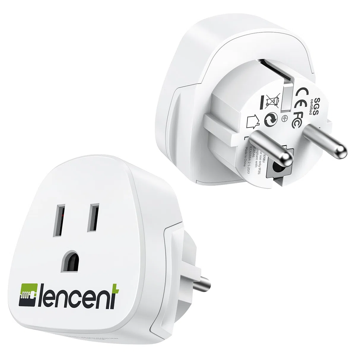 LENCENT 2 sztuki Adapter Podróżny USA do Polski/UE Wtyczka, Typu-C/E/F Podróżna Adapter [3250 W/13 A MAX] Wtyczki Adapter, Ameryki USA, Japonia, Kanada, Meksyk Wtyczka do Polski/UE ładowarka ścienna