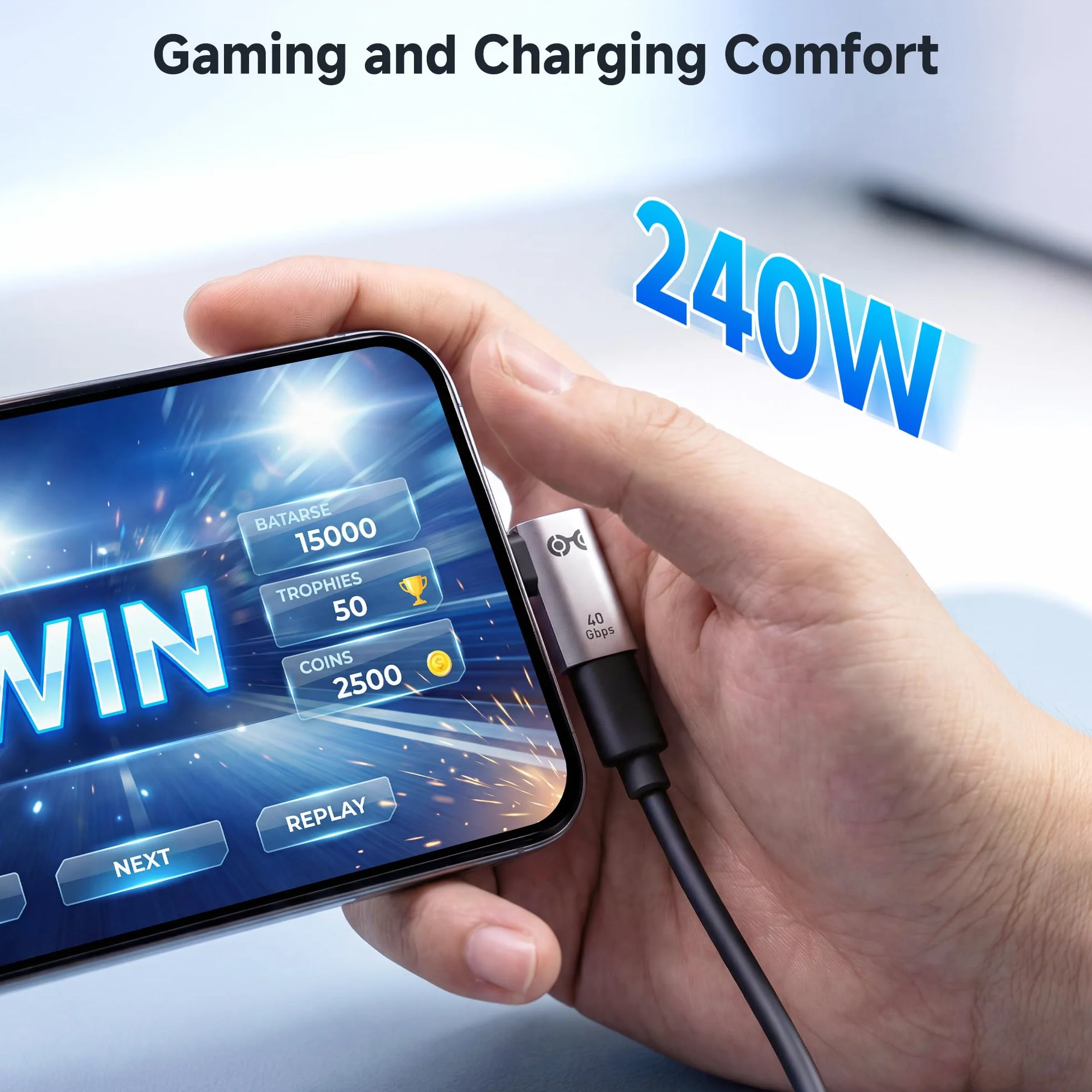 Cable Matters zestaw adapterów USB-C pod kątem 90° i 40 Gb/s, do 4K@240Hz, ładowanie 240 W, transfer 40 Gb/s, kompatybilny z Thunderbolt 4, iPhone 16, Steam Deck