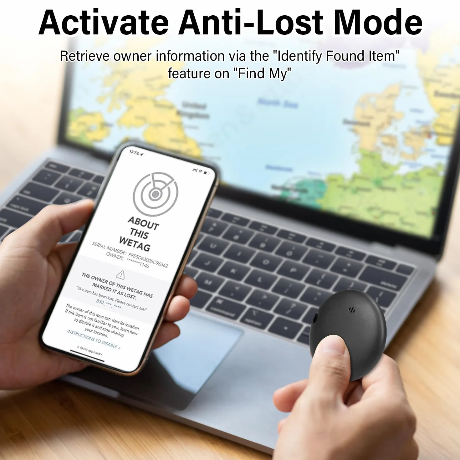 Lokalizator kluczy Tag śledzący Air Tracker kompatybilny z Apple Find My 4 sztuki, żywotność baterii jeden rok