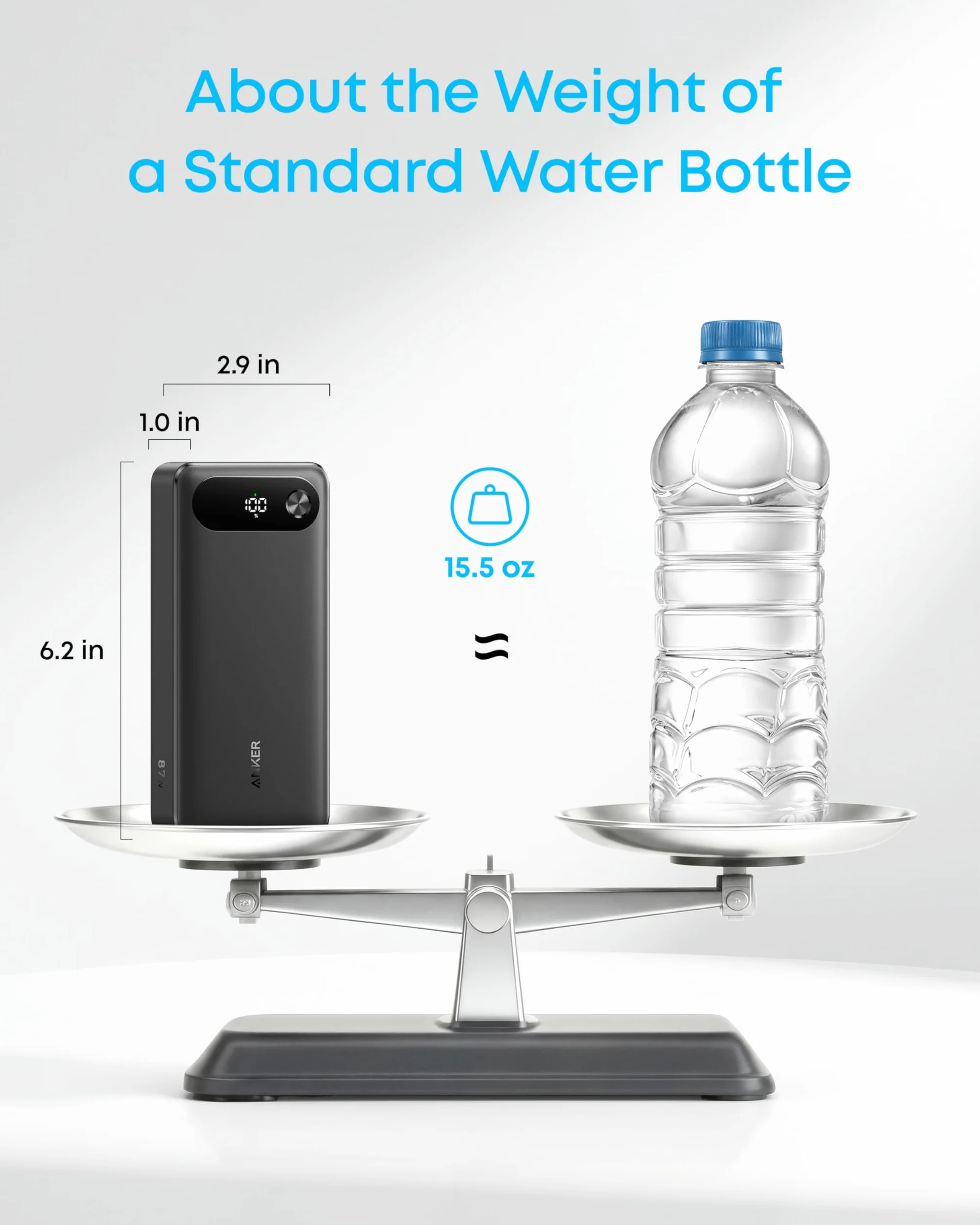 Anker Powerbank, przenośna ładowarka 20 000 mAh z wbudowanym kablem USB C, 87 W Max akumulator do szybkiego ładowania, 2 USB-C i 1 USB-A, do MacBook, iPhone 16/15/14, Samsung (Czarny)