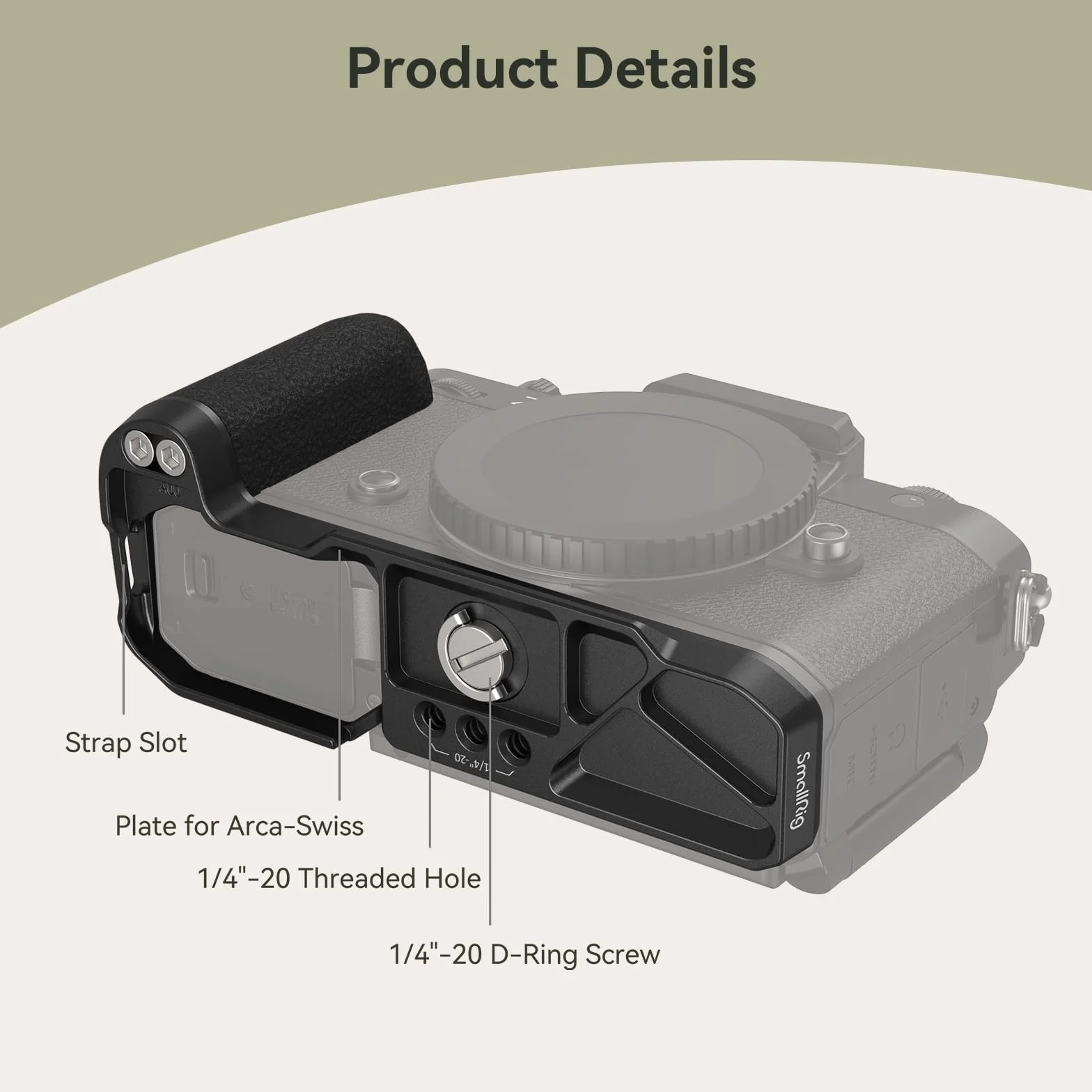 SMALLRIG Z f Handgrip L-Shape Grip dla Nikon Aparatu z Ergonomicznym Silikonowym Uchwytem, Wbudowaną Płytką Szybkiego Zwalniania dla Arca do Szybkiego Włączania Statywu/Fotografowania z Ręki - 4262