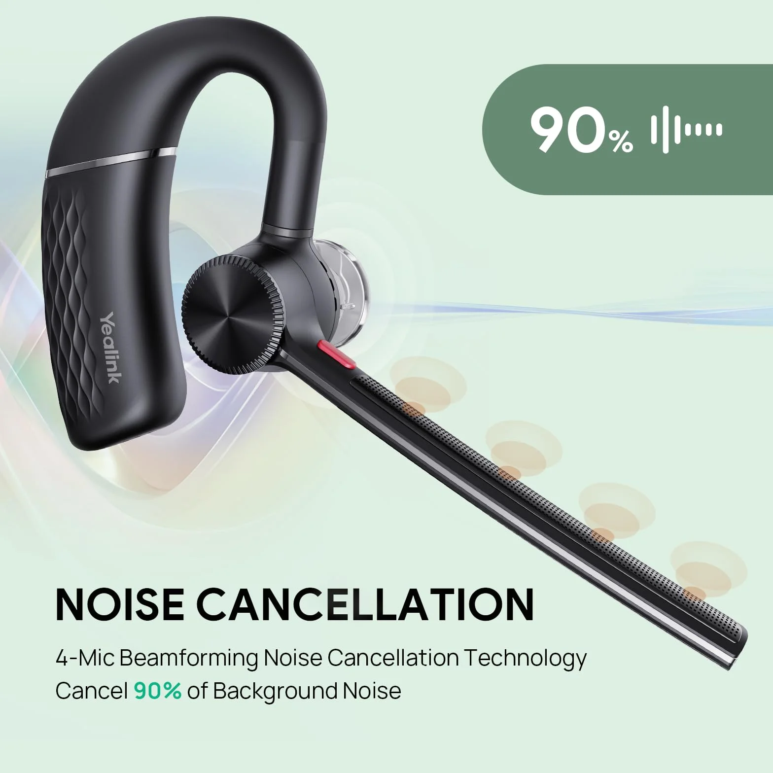 Yealink BH71 Lite Zestaw słuchawkowy Bluetooth, bezprzewodowe słuchawki z 4 mikrofonami z funkcją redukcji szumów, 10H czasu rozmowy, regulowany haczyk na ucho, słuchawki Bluetooth do telefonu