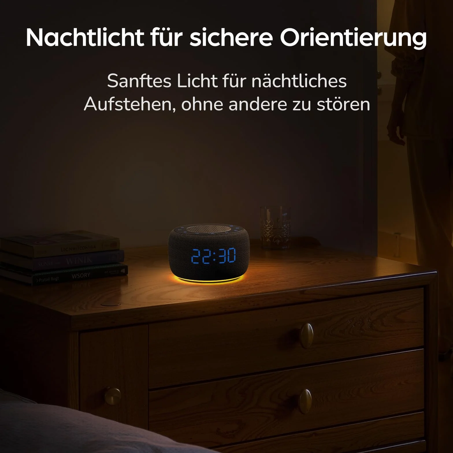 DOUMOSH Radiobudzik z Bluetooth, budzik cyfrowy z 0-100% ściemniaczem wyświetlacza, kolorowe światło nocne, budzik, głośnik Bluetooth do sypialni