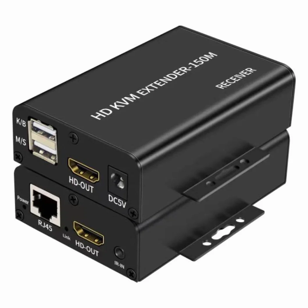 150M HDMI KVM Extender over Cat5e Cat6 1080P HDMI USB KVM 150M Przedłużacz transmisji z pętlą obsługa USB klawiatura rozszerzenie myszy