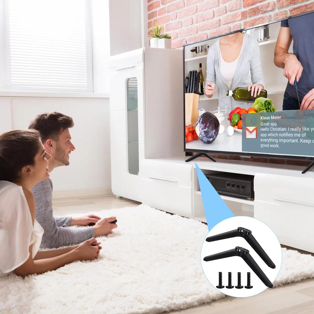 Uniwersalny stojak pod telewizor kompatybilny z większością 32-55 cali TCL Roku TV, czarny stojak na blat ze śrubami, łatwe w instalacji wymienne nogi