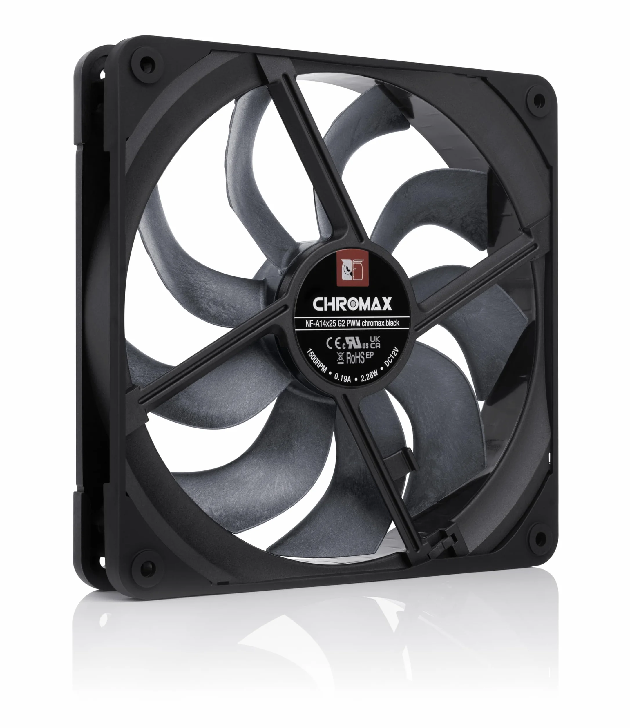 Noctua NF-A14x25 G2 PWM chromax.black 140mm Cichy Wentylator Komputerowy 4-Pin Czarny