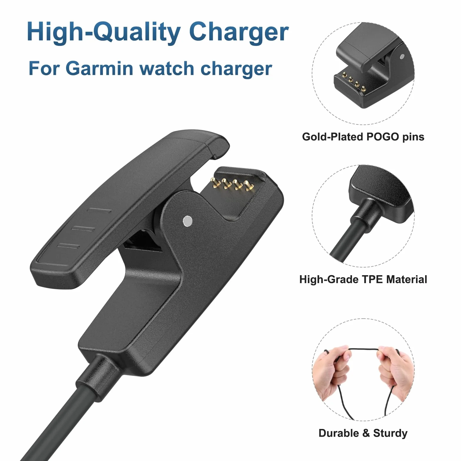 Tobfit Ładowarka do zegarka Garmin Forerunner 35 35J 230 235 630 645 Music 735XT, USB C Garmin zegarek kabel do ładowania do Garmin Forerunner 645 (100 cm)