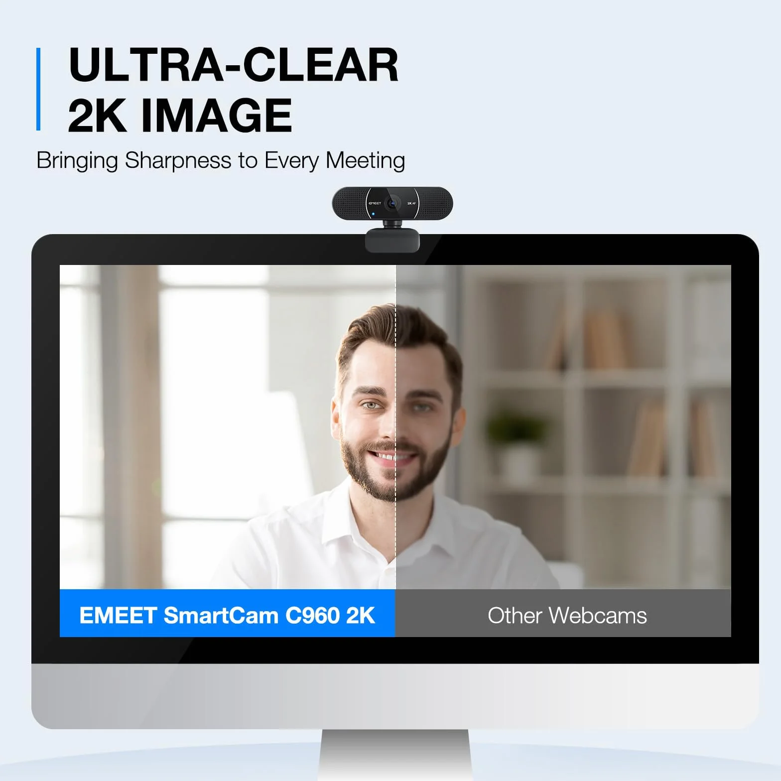 EMEET C960 kamera internetowa 2K z mikrofonem, 2K QHD, 2 mikrofony redukujące hałas, TOF Autofokus kamera internetowa do streamingu z osłoną prywatności, kamera internetowa USB Plug & Play do rozmów