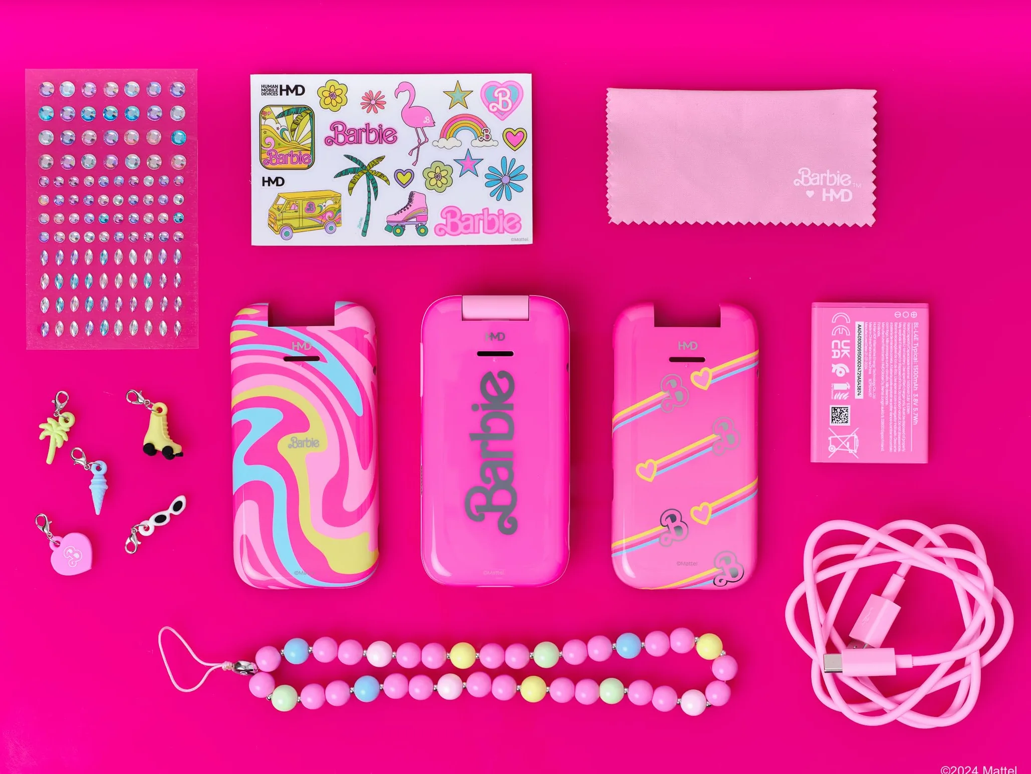 HMD Barbie Telefon z klapką kompatybilny z Barbie (ekran 2,8", aparat 0,3 MP, 64/128 MB, 1450 mAh, 4G) Power Pink