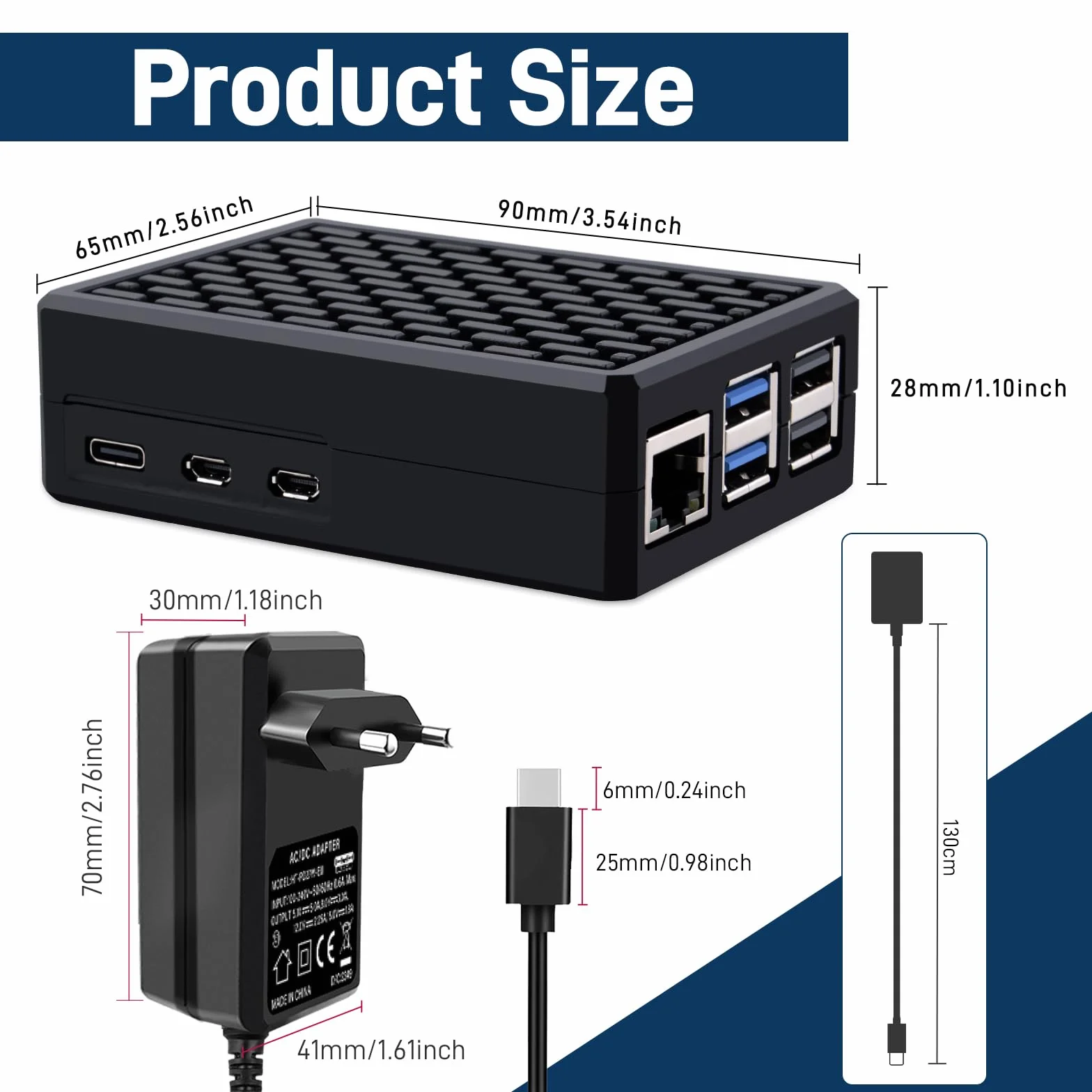 GeeekPi Zestaw startowy Raspberry Pi 5 8 GB aluminiowa obudowa chłodzenie pasywne Armor V5 karta SD 64 GB czytnik kart kable HDMI 27 W USB C