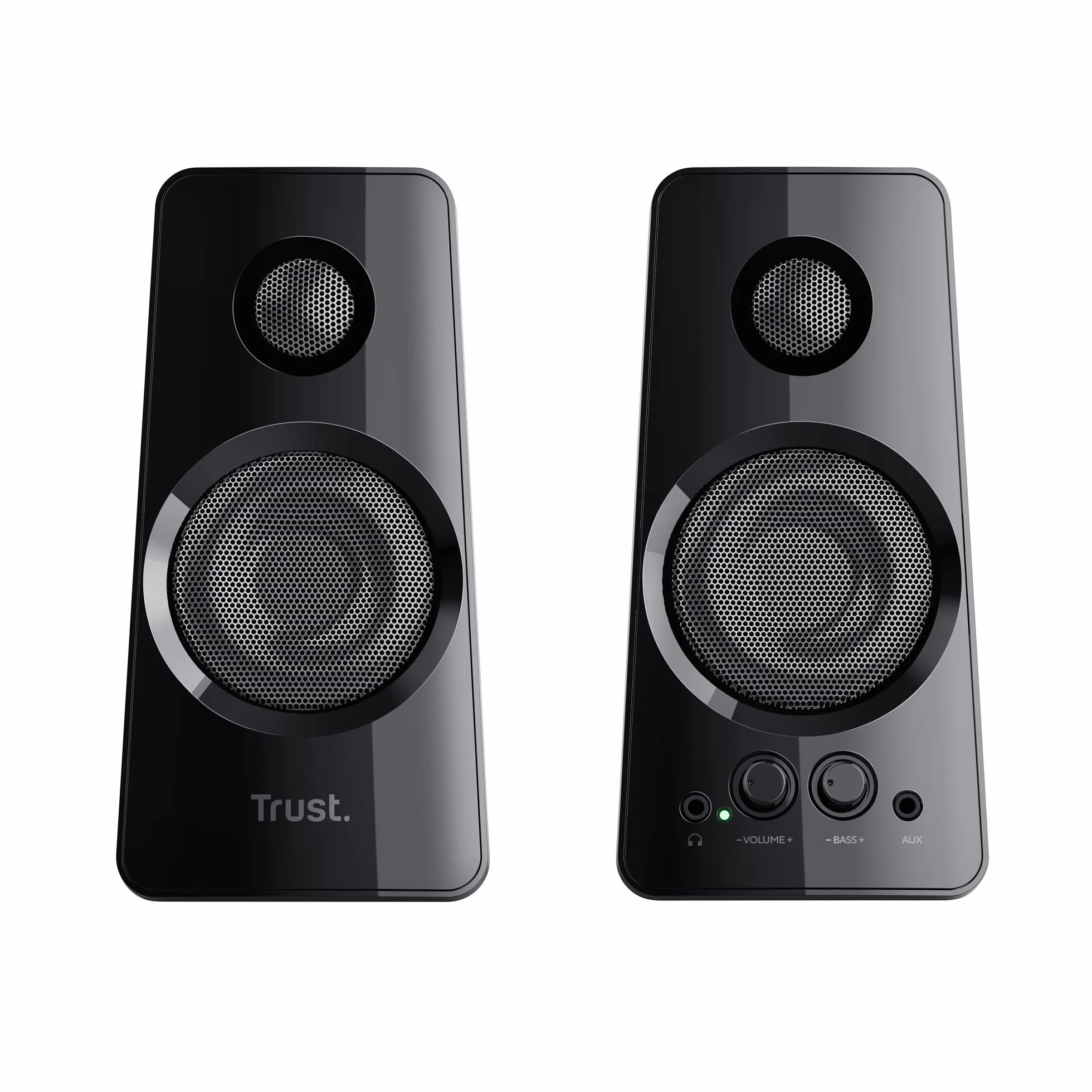 Trust Tytan 2.0 zestaw głośników, 36 W (18 W RMS), komputer, regulator głośności i basów, gniazdo słuchawkowe, zasilanie USB, głośnik PC do laptopa, smartfona, tabletu, czarny