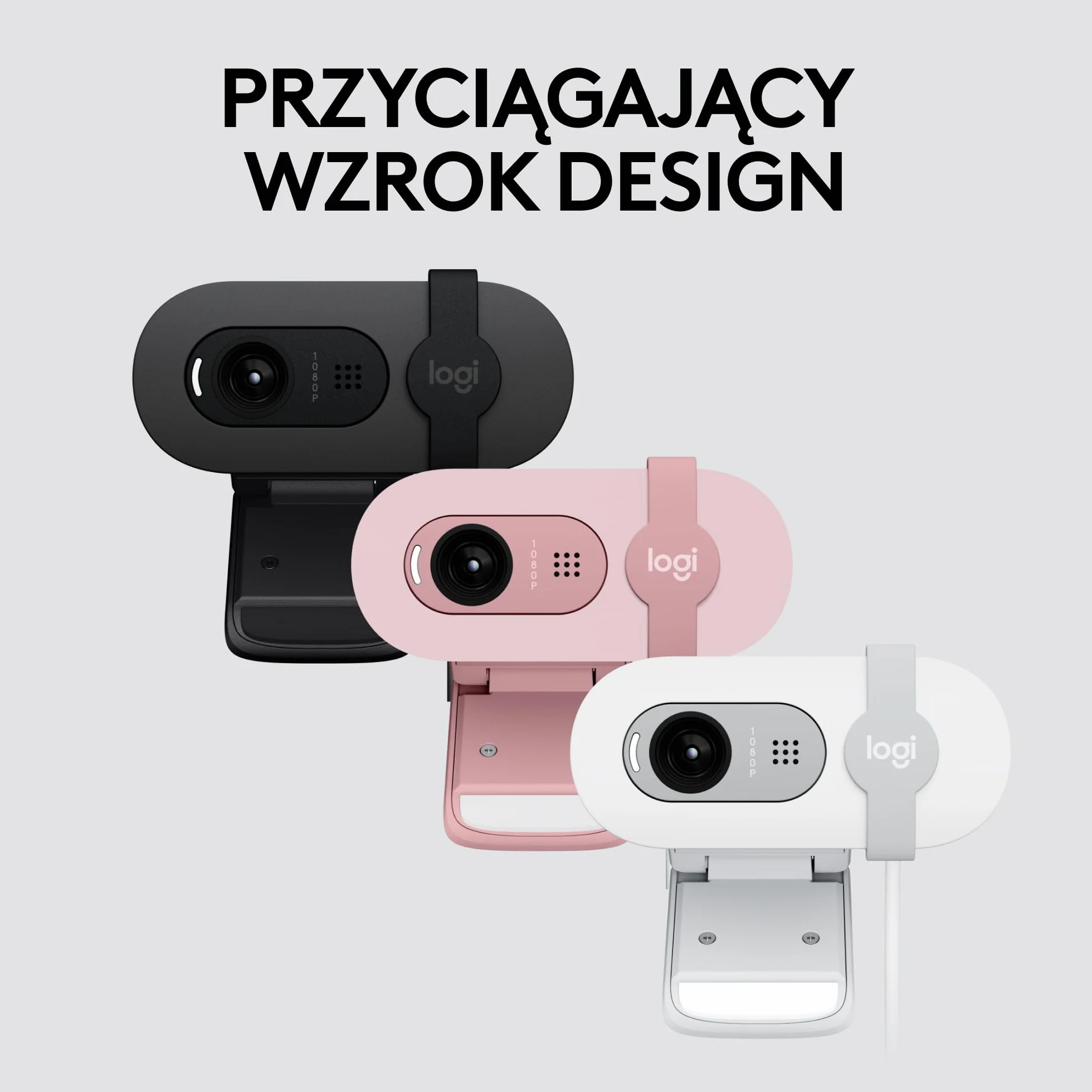 Logitech Brio 100 Full HD Kamera do spotkań i streamowania, automatyczny balans światła, wbudowany mikrofon, osłona migawki, USB-A, do Microsoft Teams, Google Meet, Zoom i innych - Grafit