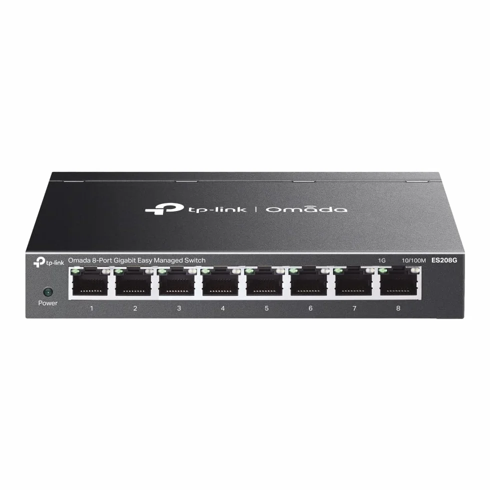 TP-Link ES208G 8-portowy Gigabit Ethernet Switch Easy Managed, montaż na biurku/ścianie, metalowa obudowa, QoS IGMP Snooping