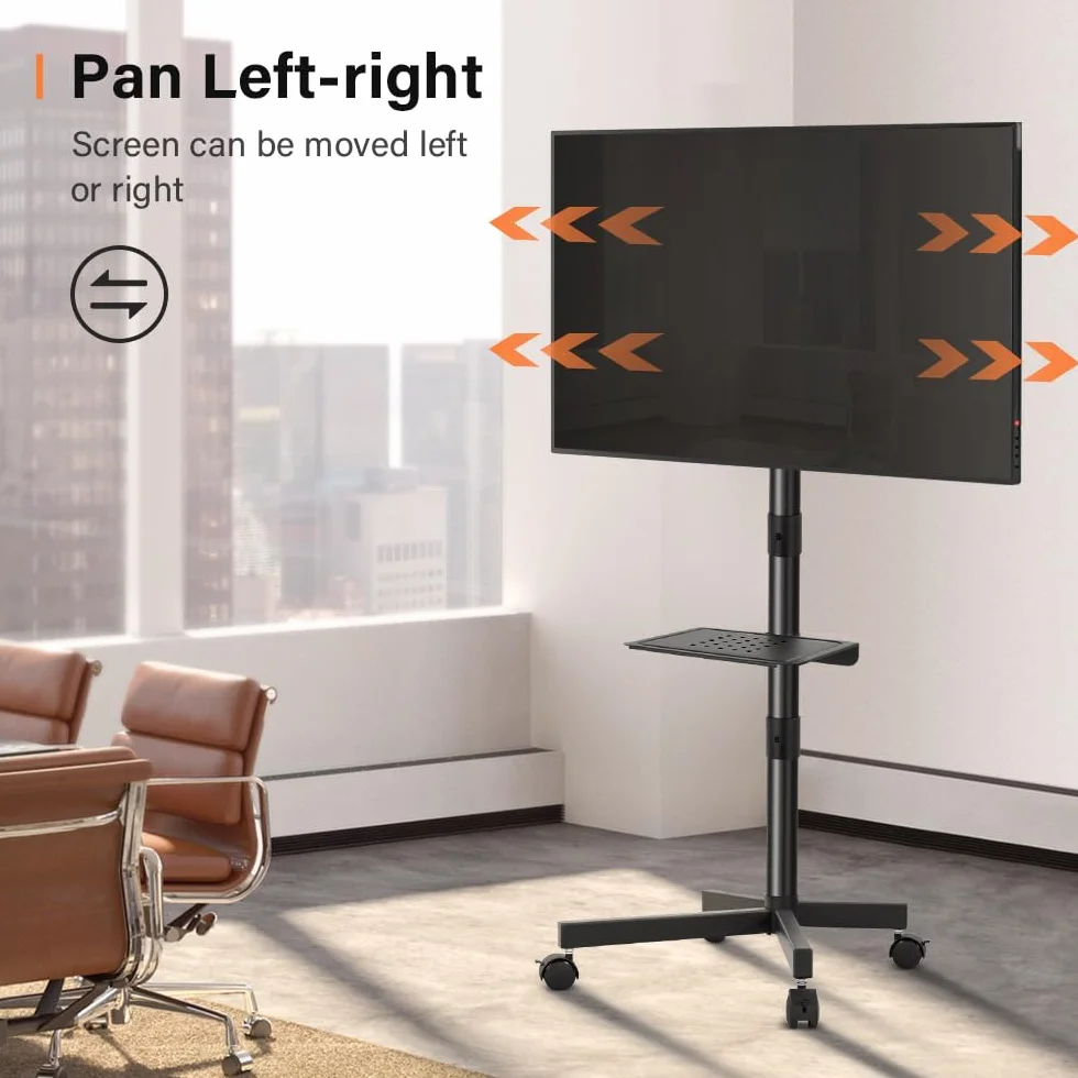 KKTONER Mobilny wózek na telewizor LCD LED 23-60 cali, VESA 400x400 mm, stojak podłogowy z półką