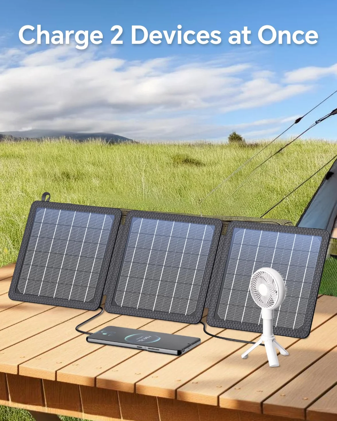 Panel Solarny 15W Przenośna Ładowarka Słoneczna USB-C USB IPX4 Wodoodporna